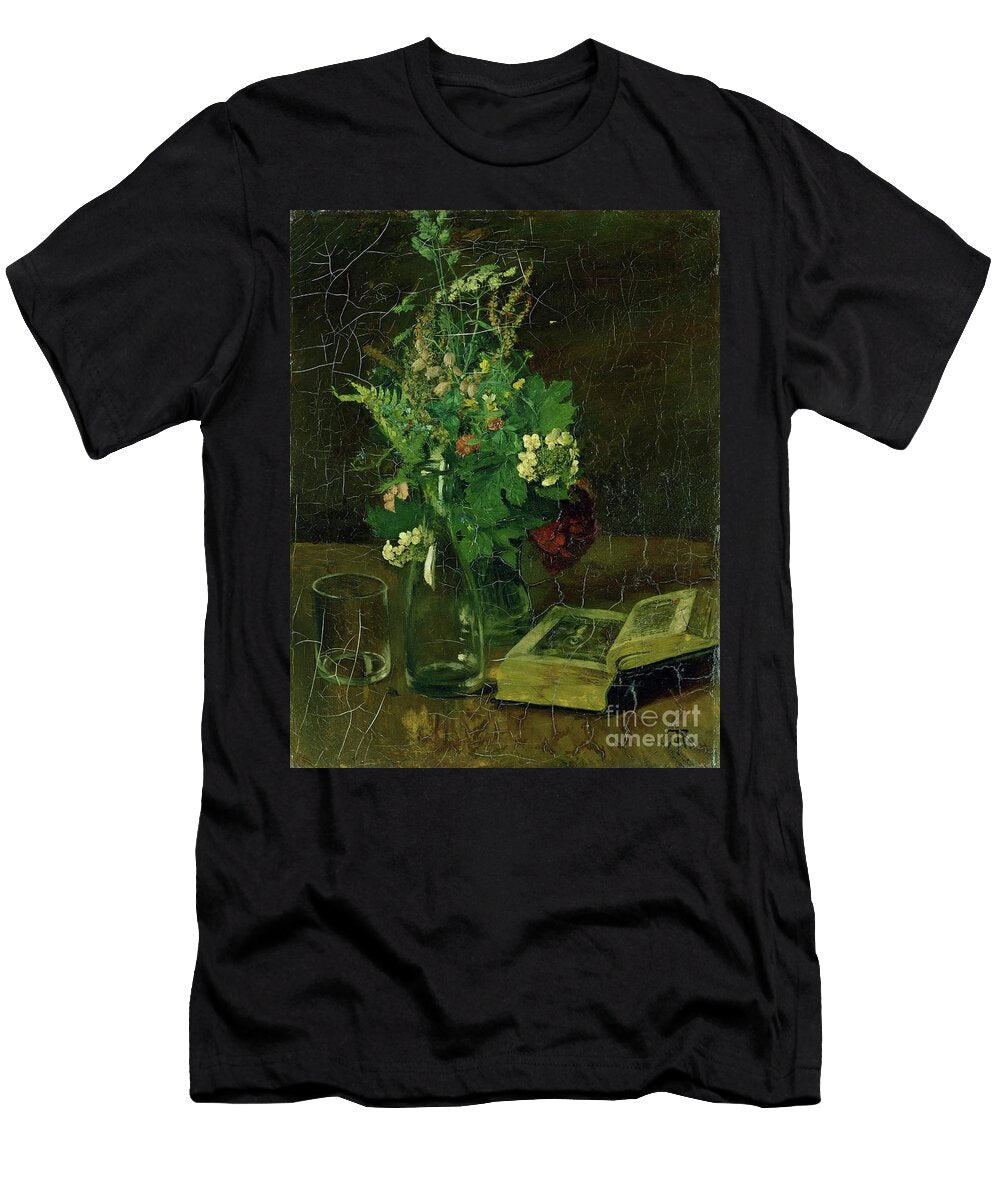 Still Life with a Bunch of Flowers and a Bible 1872 Hans Thoma T-Shirt
