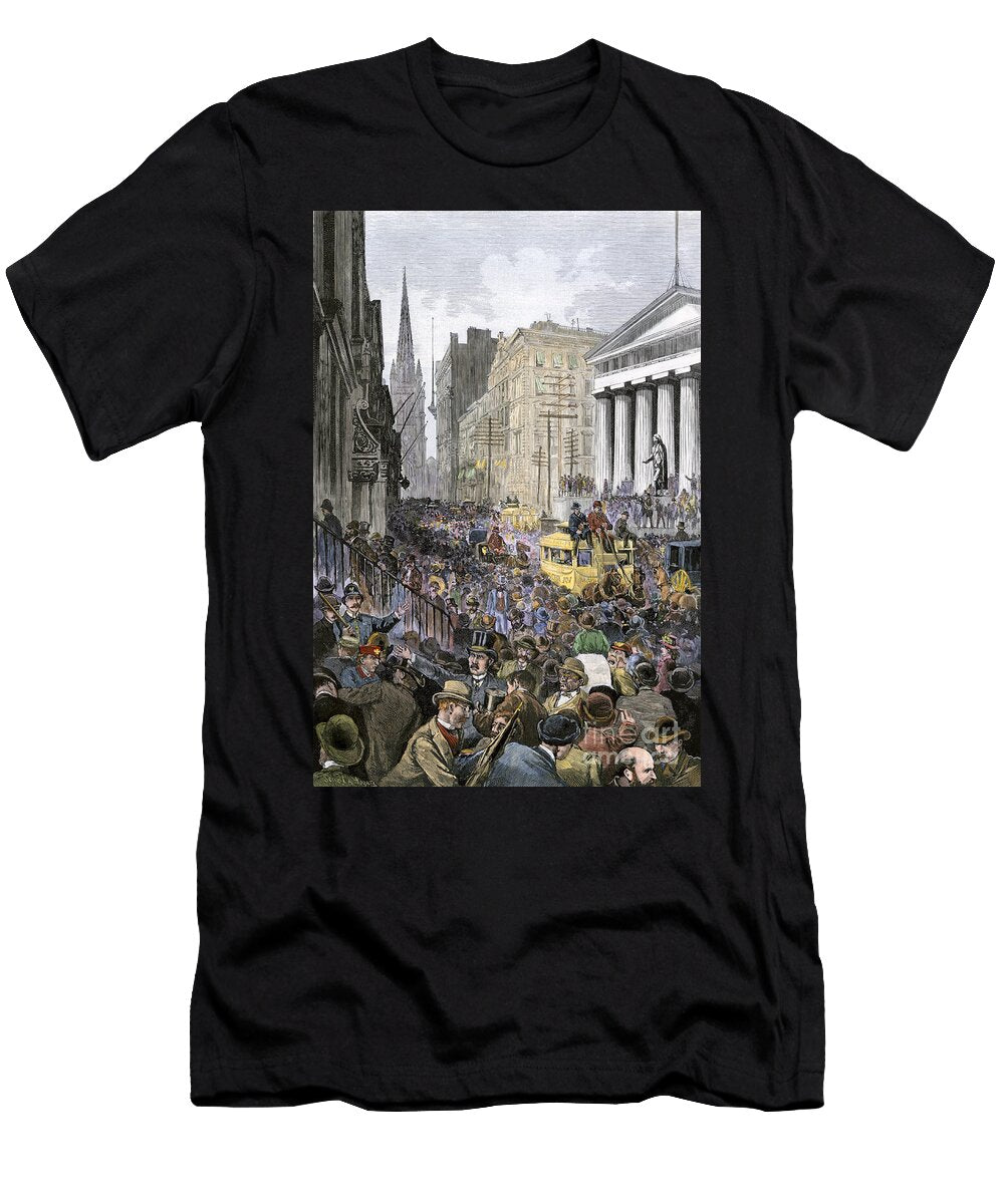 Stock Market Economic Recession Crisis 1884 1885 in America Financial Panic on Wall Street New York New York United States United States on May 14 1884 Colour Engraving of the 19th Century American School T-Shirt