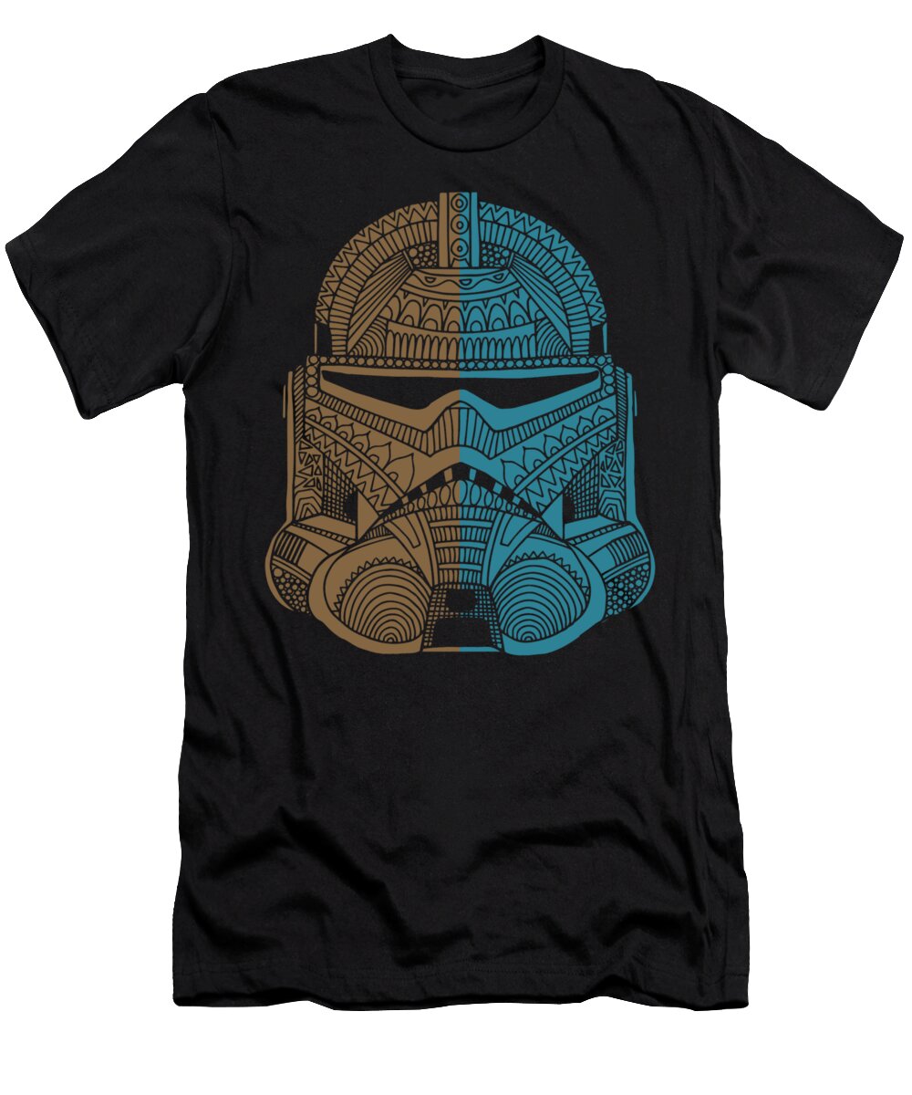 Stormtrooper Helmet Star Wars Art Brown Blue Studio Grafiikka T-Shirt