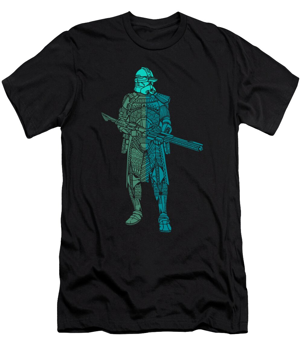 Stormtrooper Samurai Star Wars Art Blue Navy Teal Studio Grafiikka T-Shirt