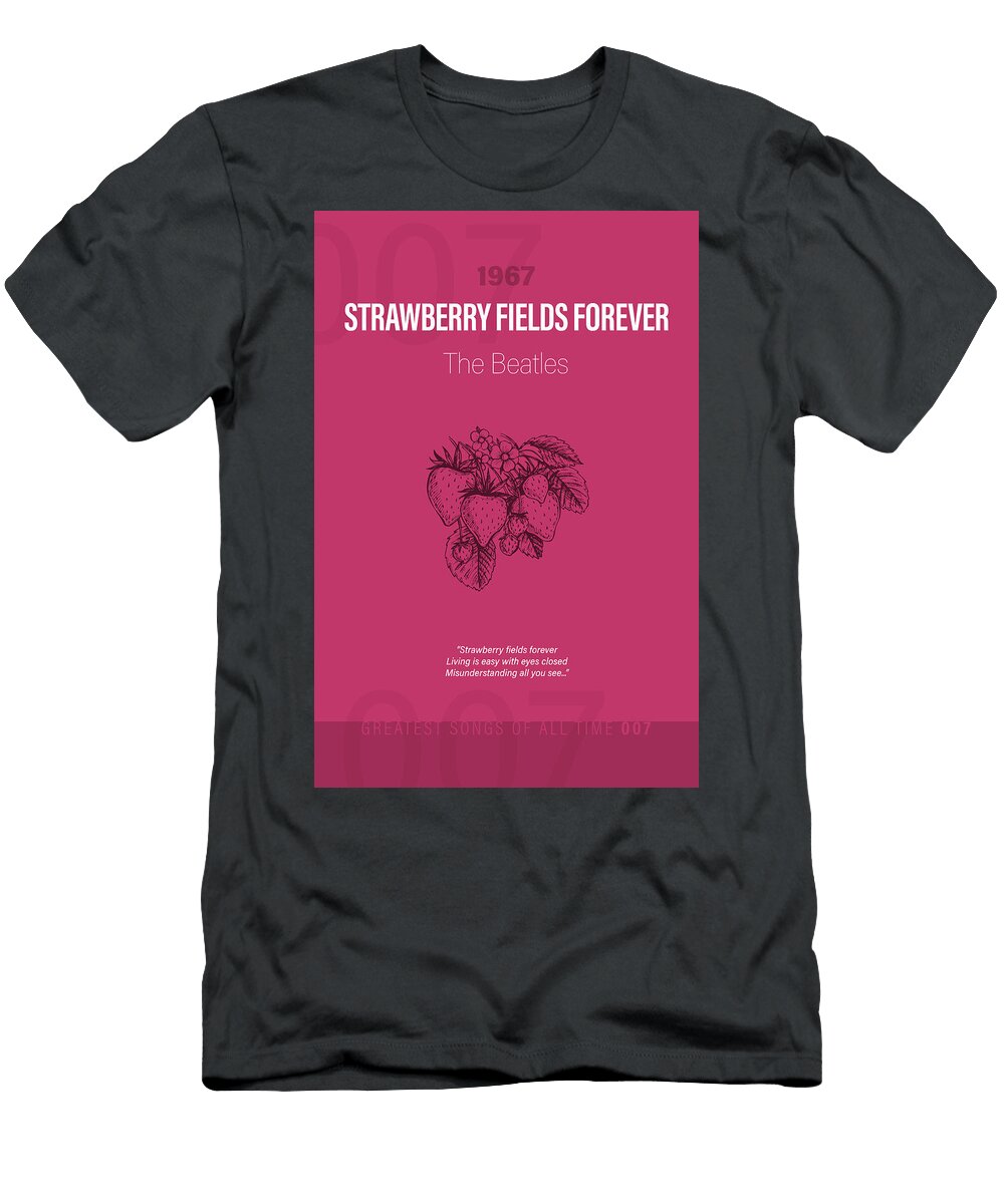 Strawberry Fields Forever the Beatles Minimalist Song Lyrics Greatest Hits of All Time 007 Design Turnpike T-Shirt