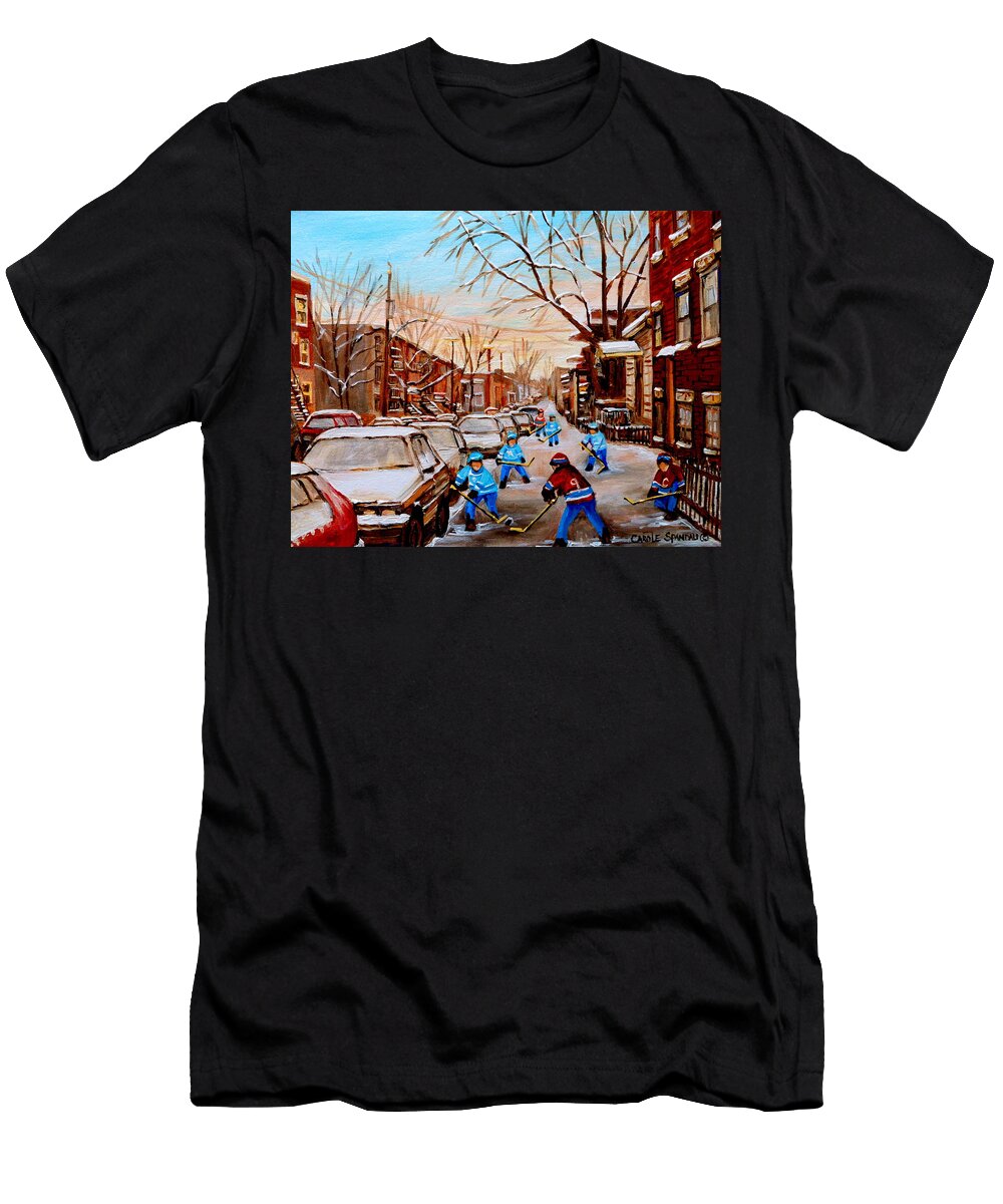 Street Hockey on Jeanne Mance Carole Spandau T-Shirt