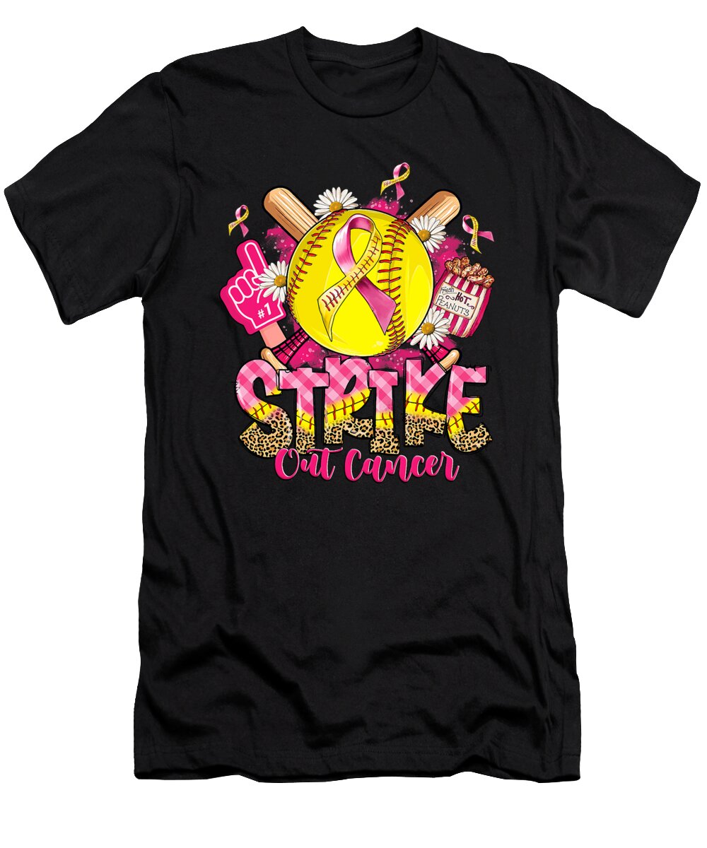 Strike Out Cancer Softball Pink Ribbon Breast Natalie Lidford T-Shirt