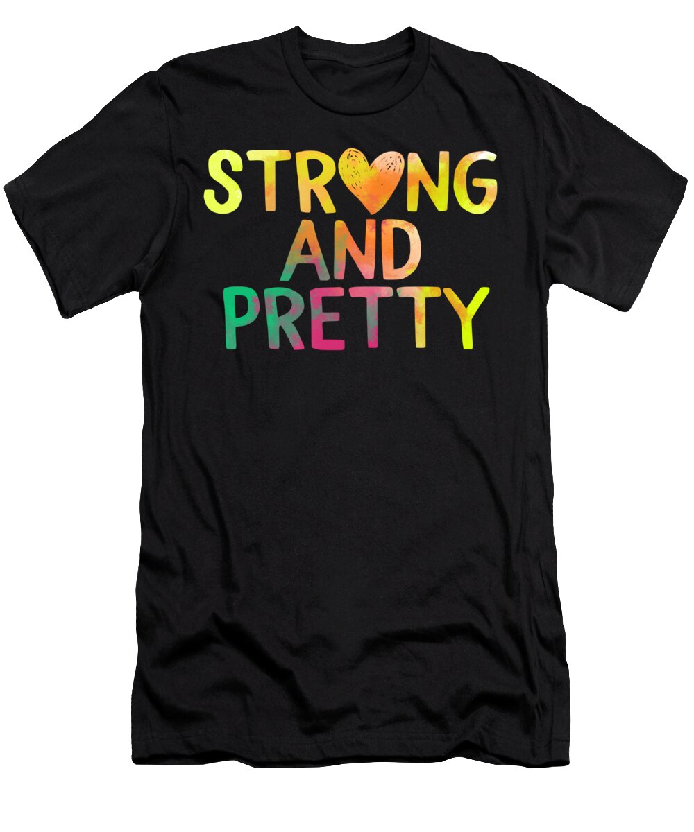 Strong and Pretty Hippie Beautiful Strong Woman Funny Gym Workout Fitness Motivational Feminist Gift for Her Women Sifou Store T-Shirt