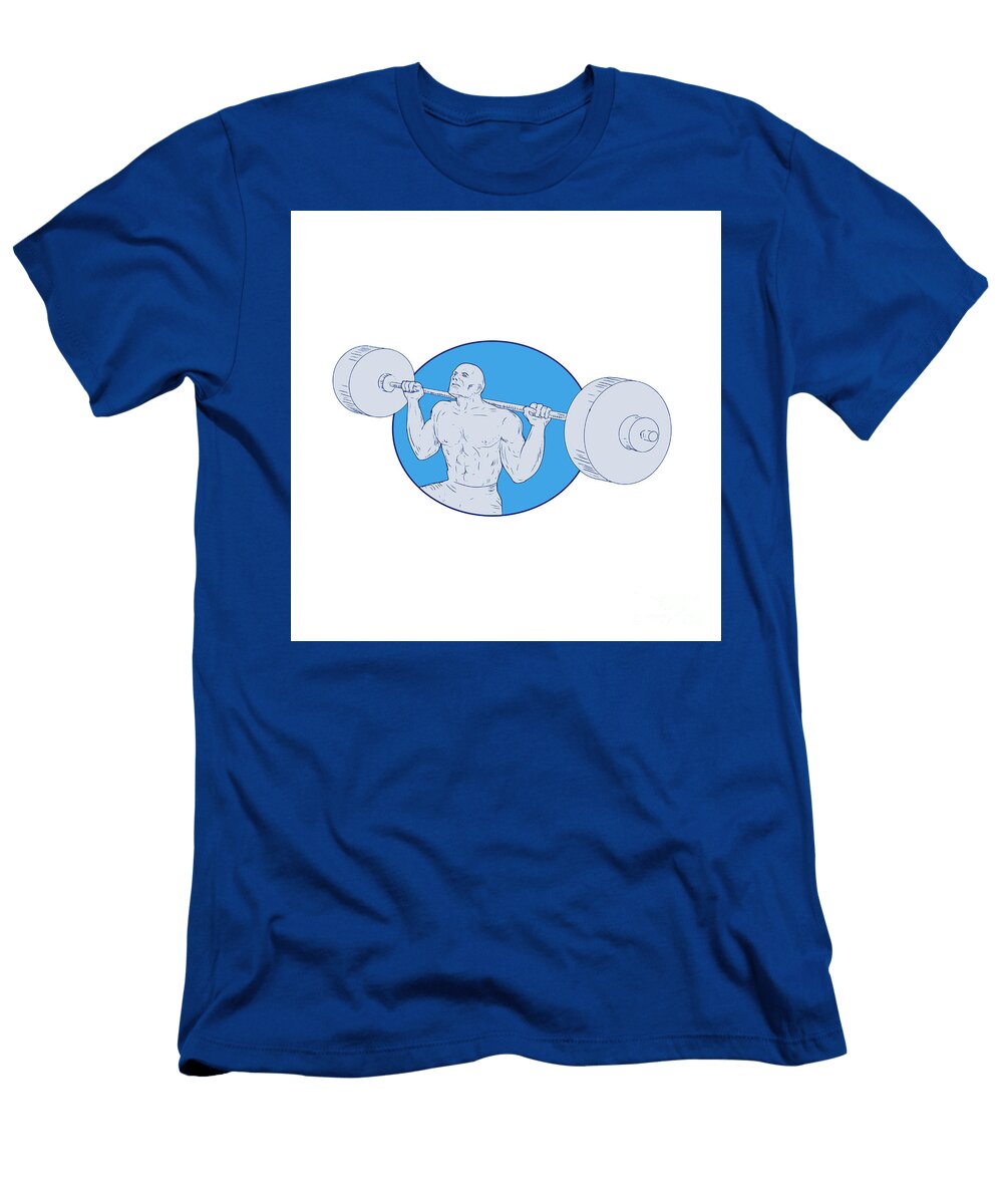 Strongman Powerlifting Barbell Drawing Aloysius Patrimonio T-Shirt