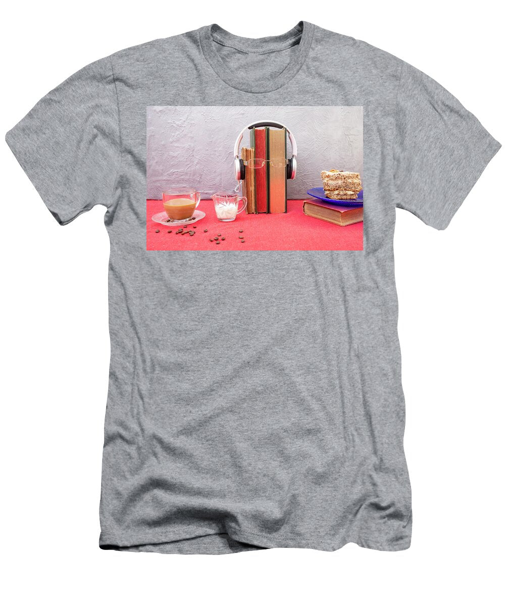 Study Desk with Red Table Cloth Coffee Cake Books Reading Gl Dorin Puha T-Shirt