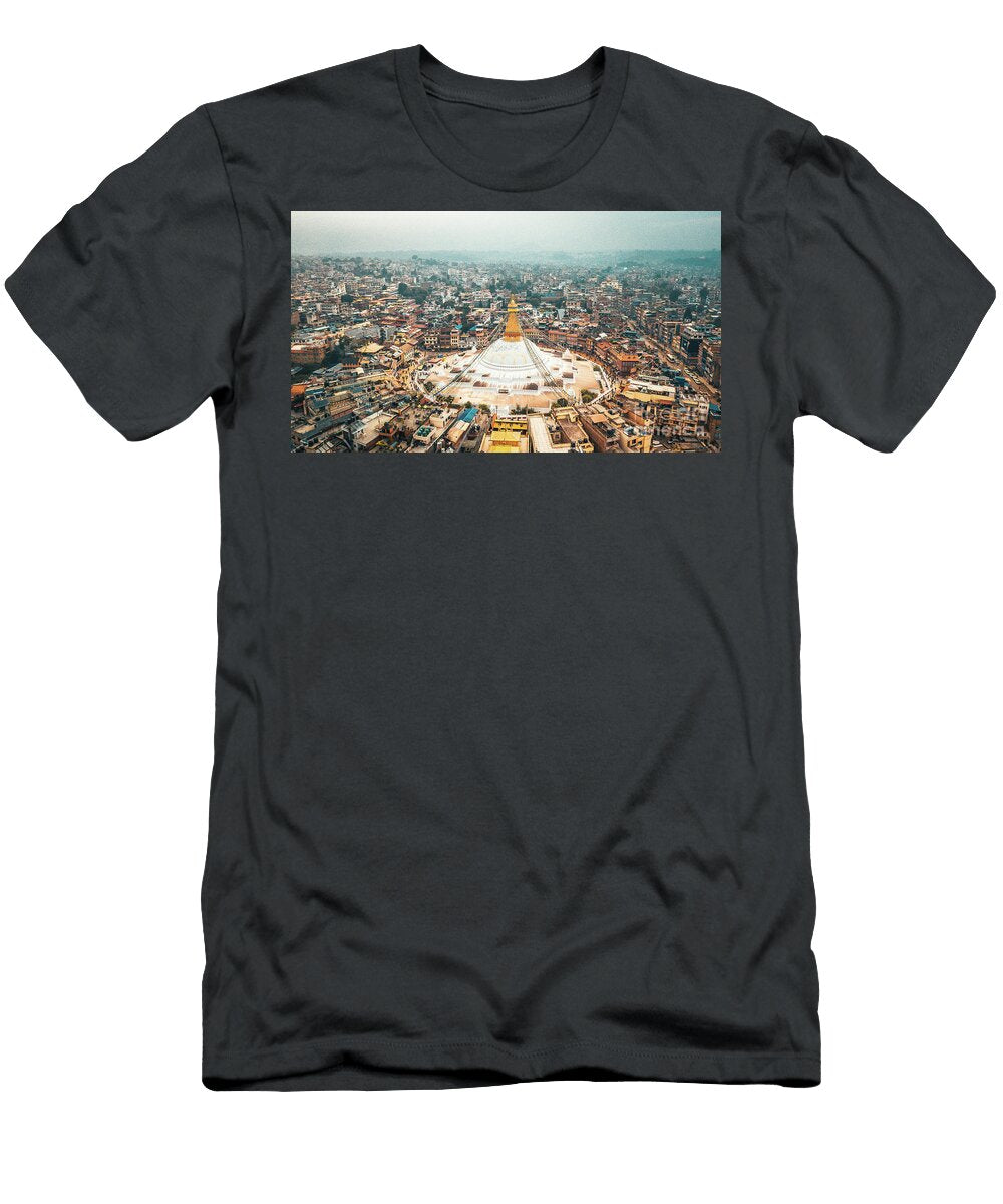 Stupa Temple Bodhnath Kathmandu Nepal From Air October 12 2018 Raimond Klavins T-Shirt