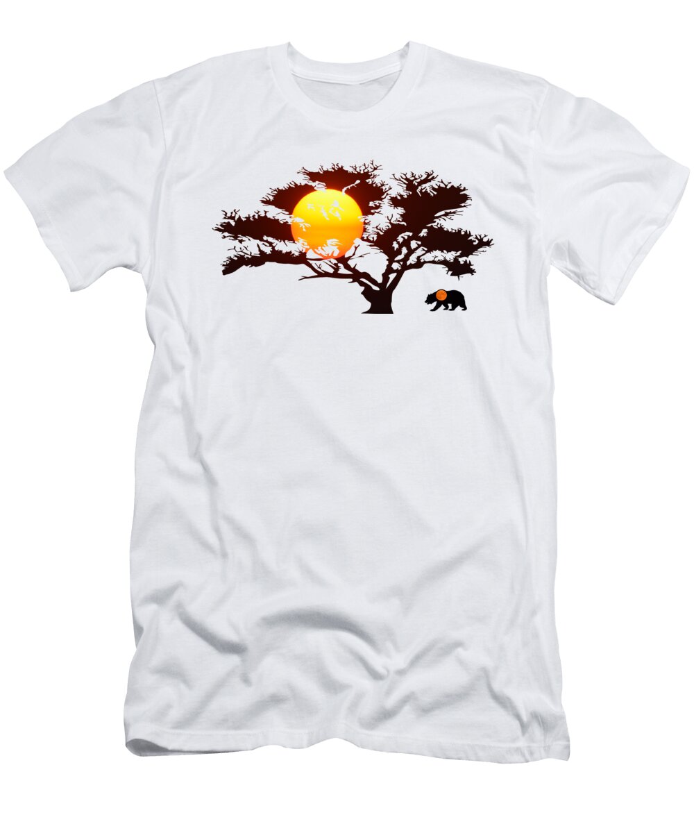 Sun Tree and Grizzly Moon Whispering Peaks Photography T-Shirt
