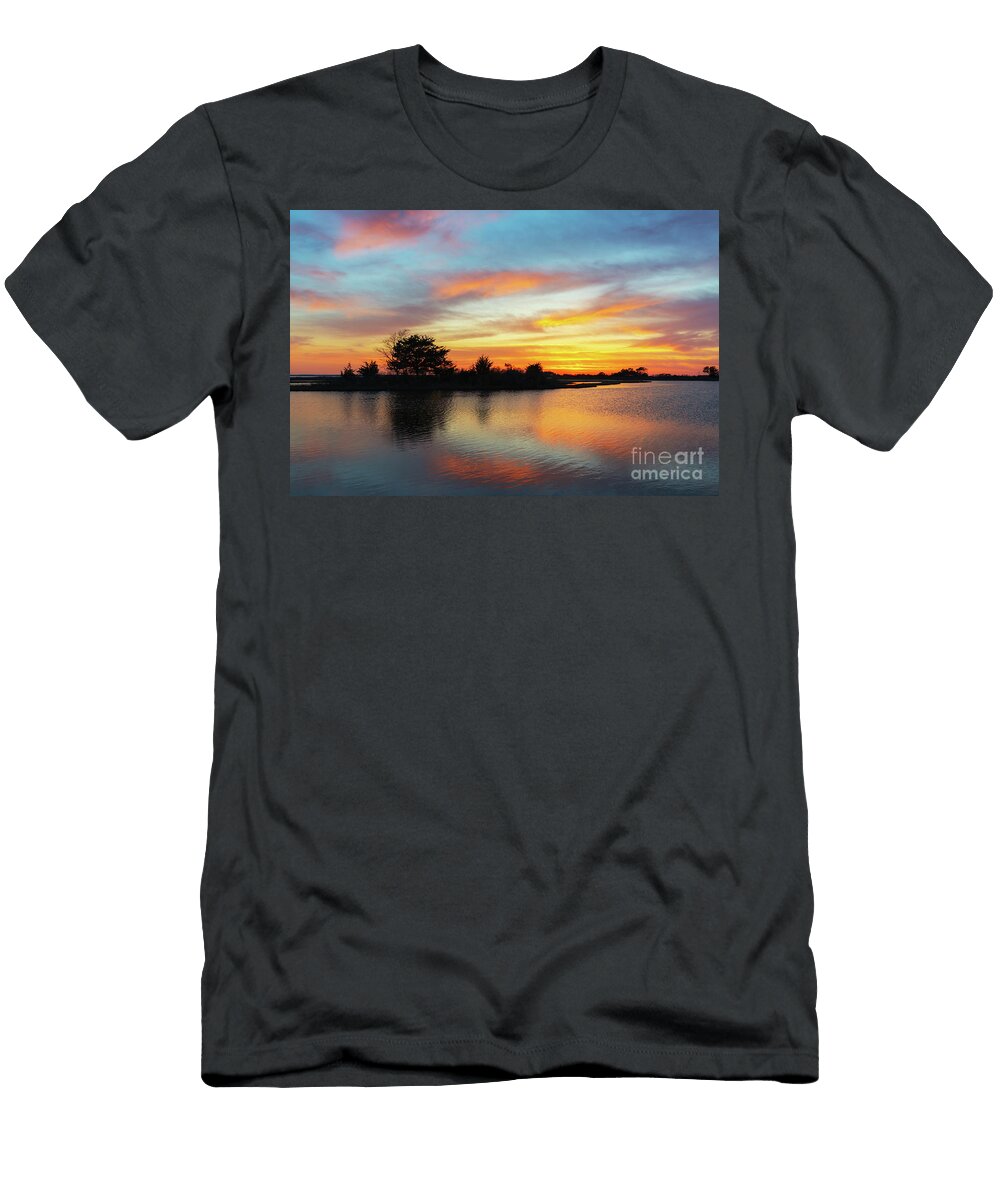 Sunset Reflections Over Sinepuxent Bay Michael Ver Sprill T-Shirt