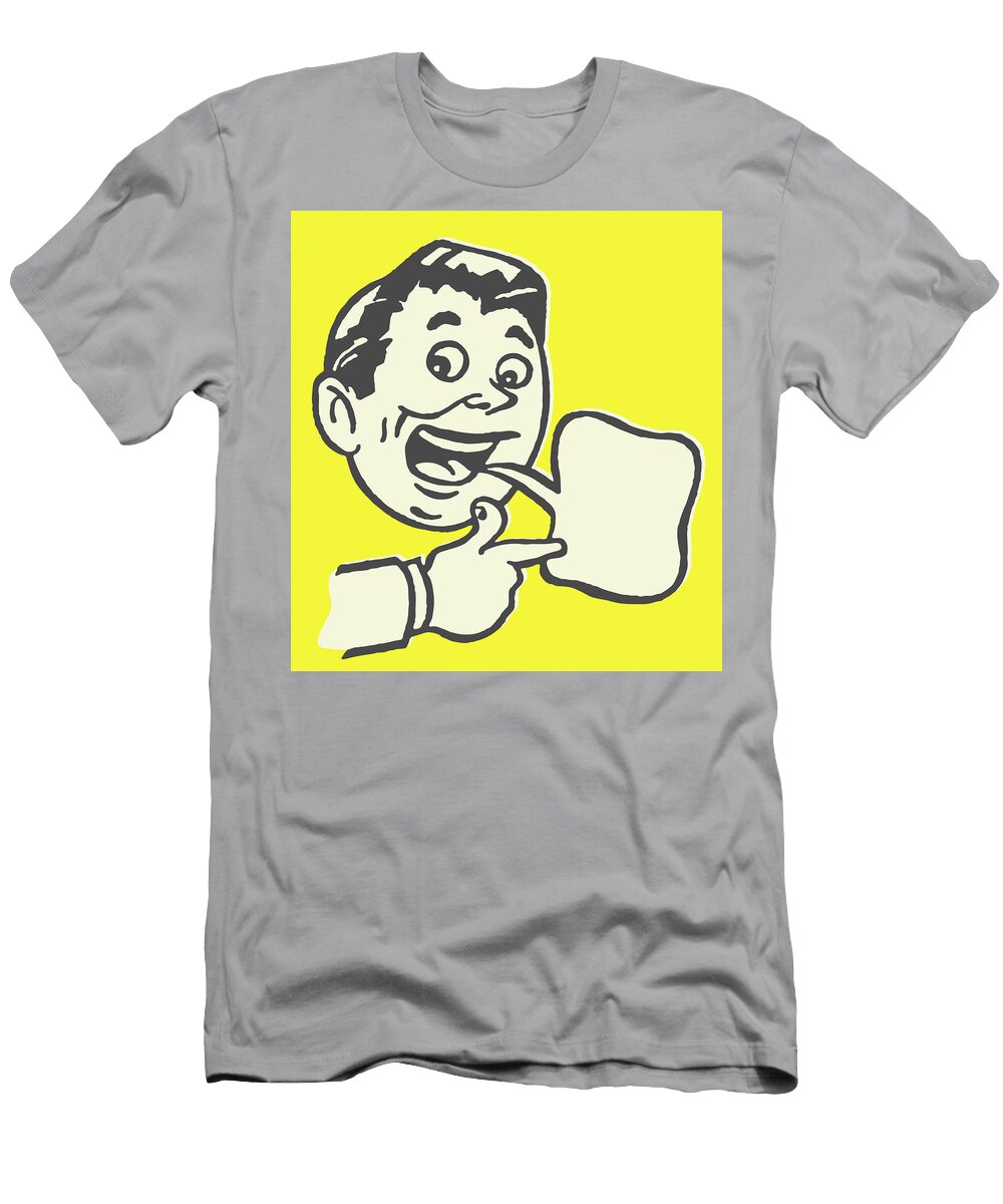Talking Man Pointing to Blank Speech Bubble Csa Images T-Shirt