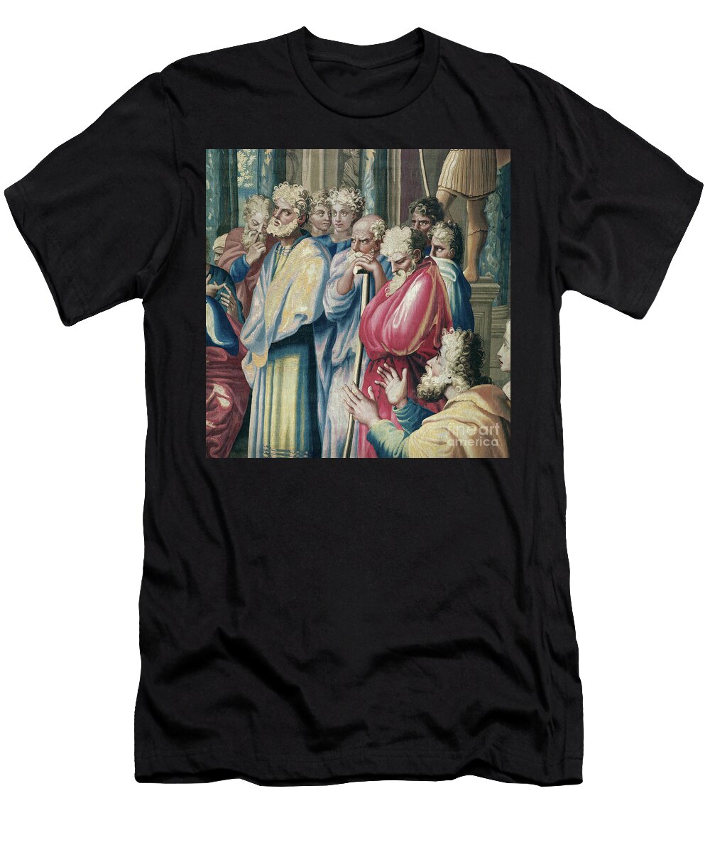 Tapestry Depicting the Acts of the Apostles Saint Paul Preaching to the Areopagus Detail of the Athenians Listening to Saint Paul Preaching Raphael T-Shirt