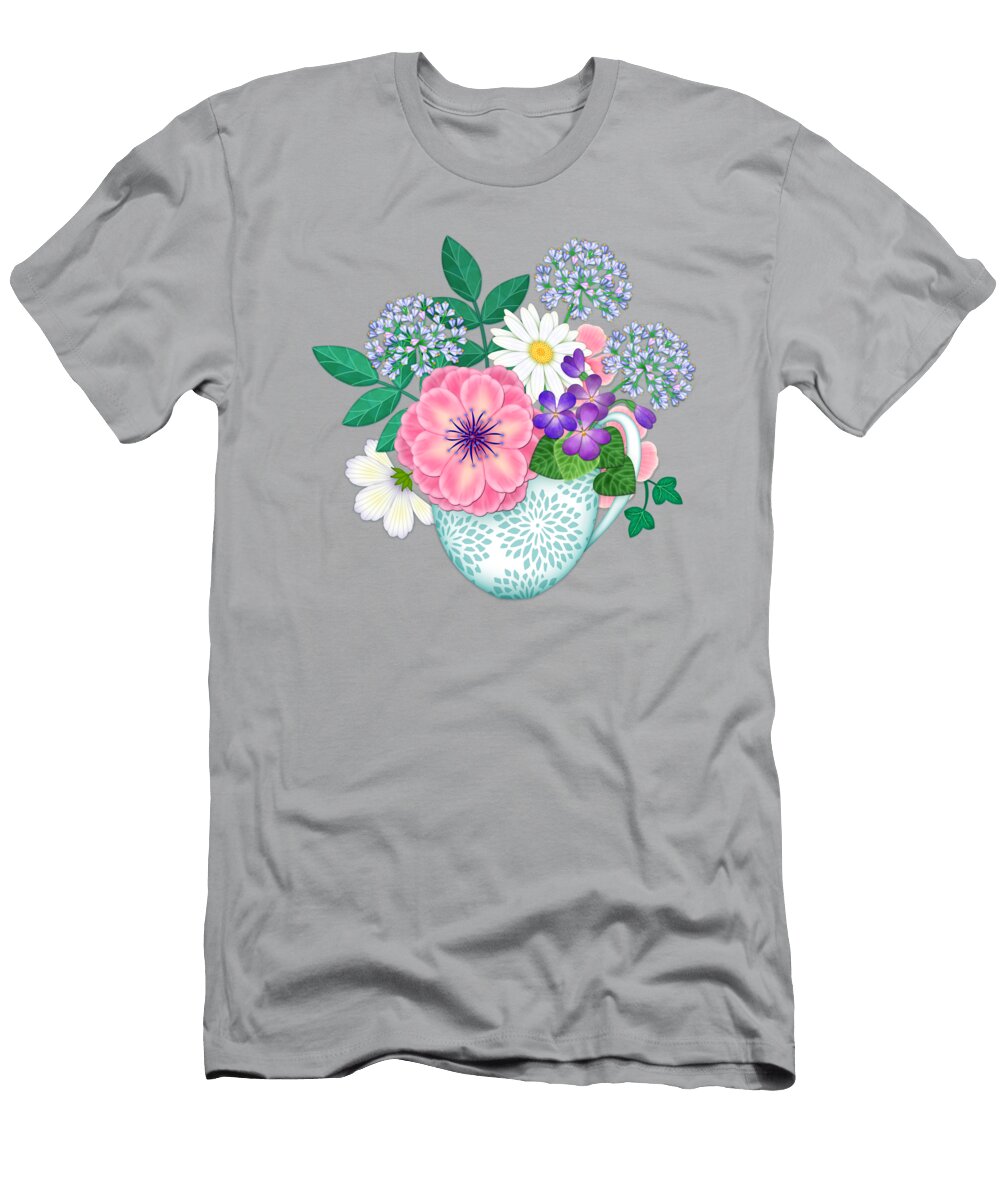 Teacup with Flowers Valerie Drake Lesiak T-Shirt