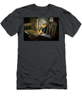 Teddy Bear in Repose on Wooden Chair with an Open Book Randall Nyhof T-Shirt