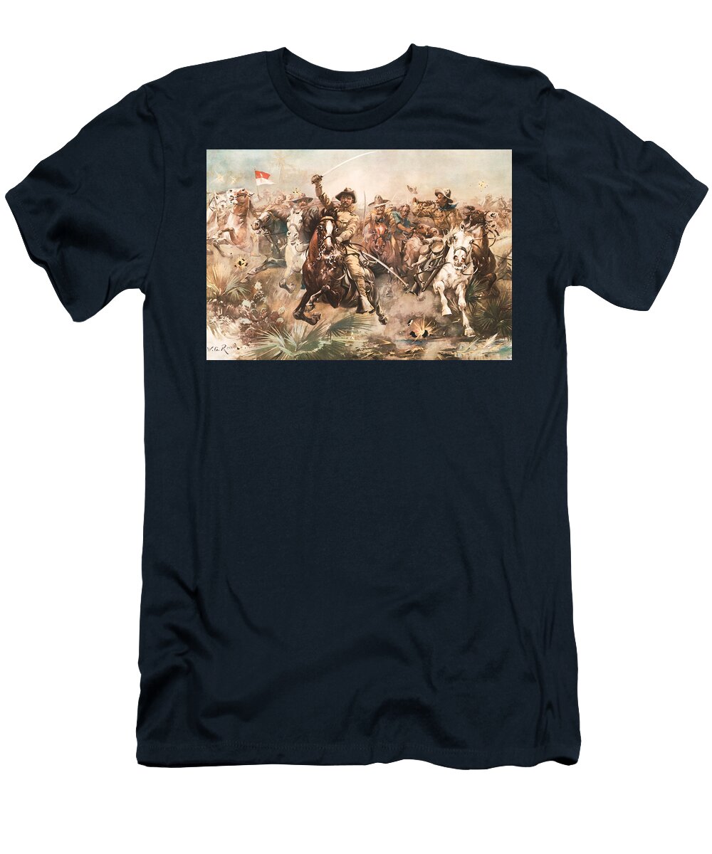 Teddy Roosevelt and the Rough Riders Charging Into Battle War Is Hell Store T-Shirt