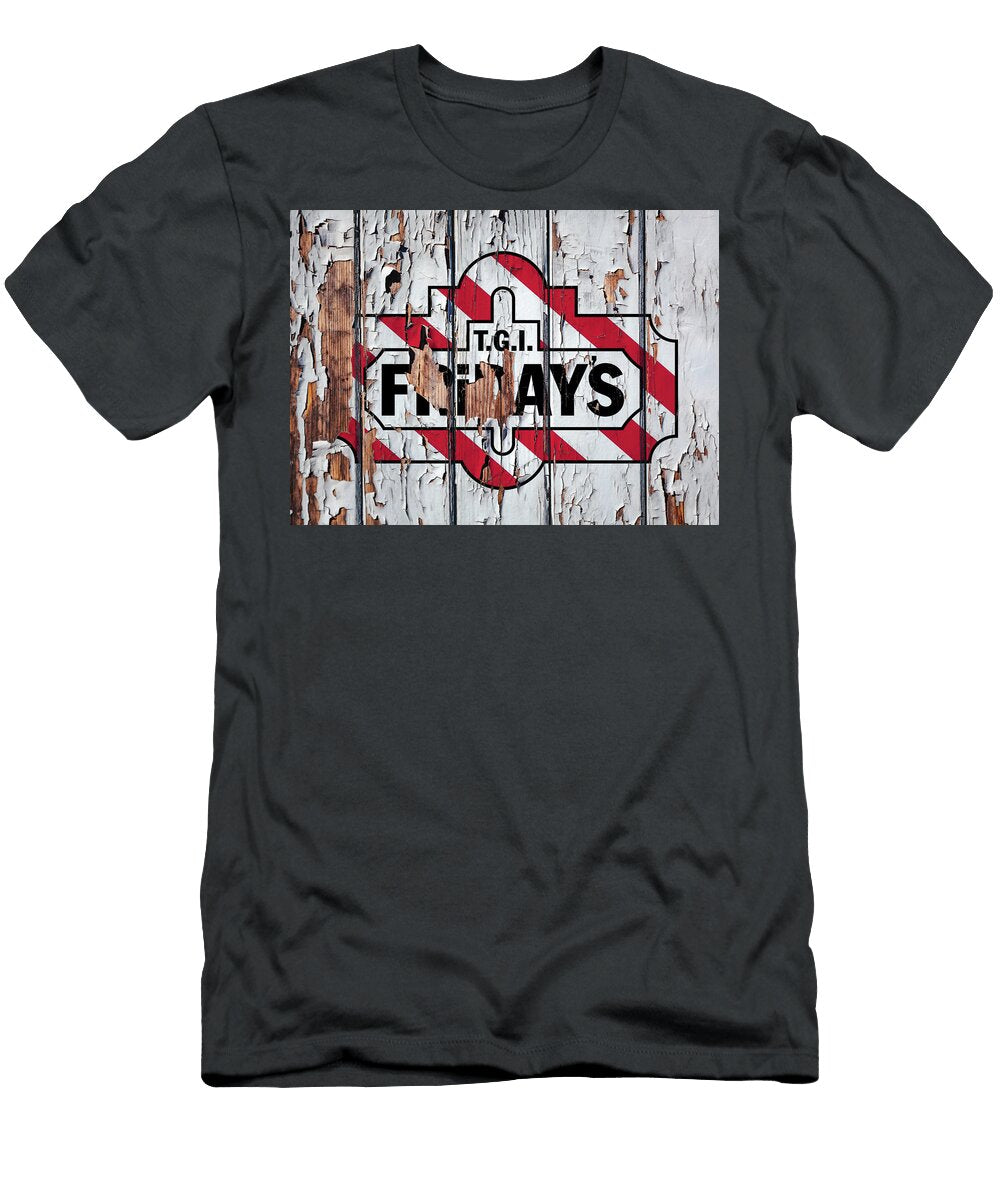 Tgi Fridays Vintage Logo on Peeling Paint Wood Wall Design Turnpike T-Shirt