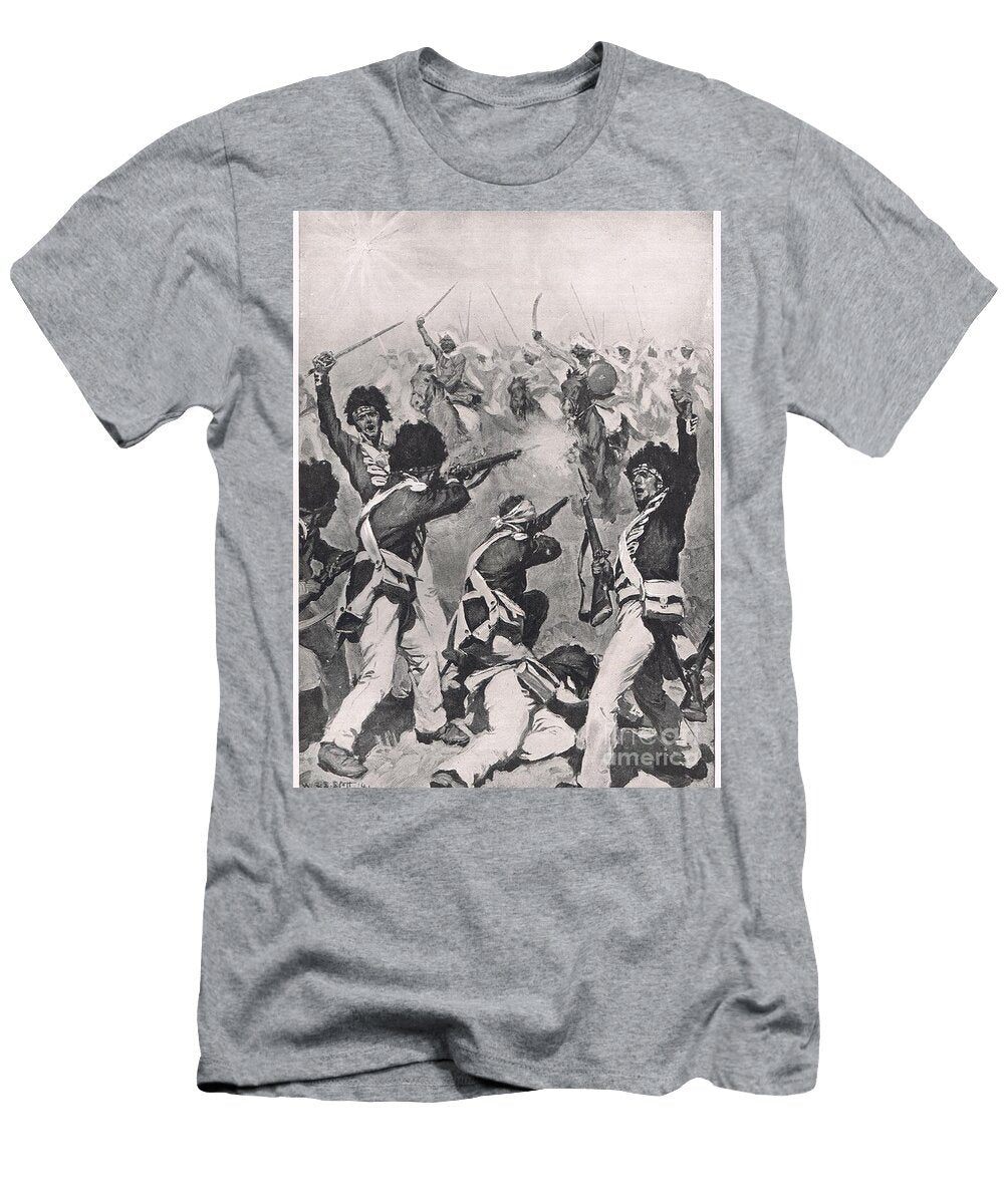 The 74th Charged By the Maratha Cavalry Illustration From British Battles on Land and Sea Wrs Stott T-Shirt