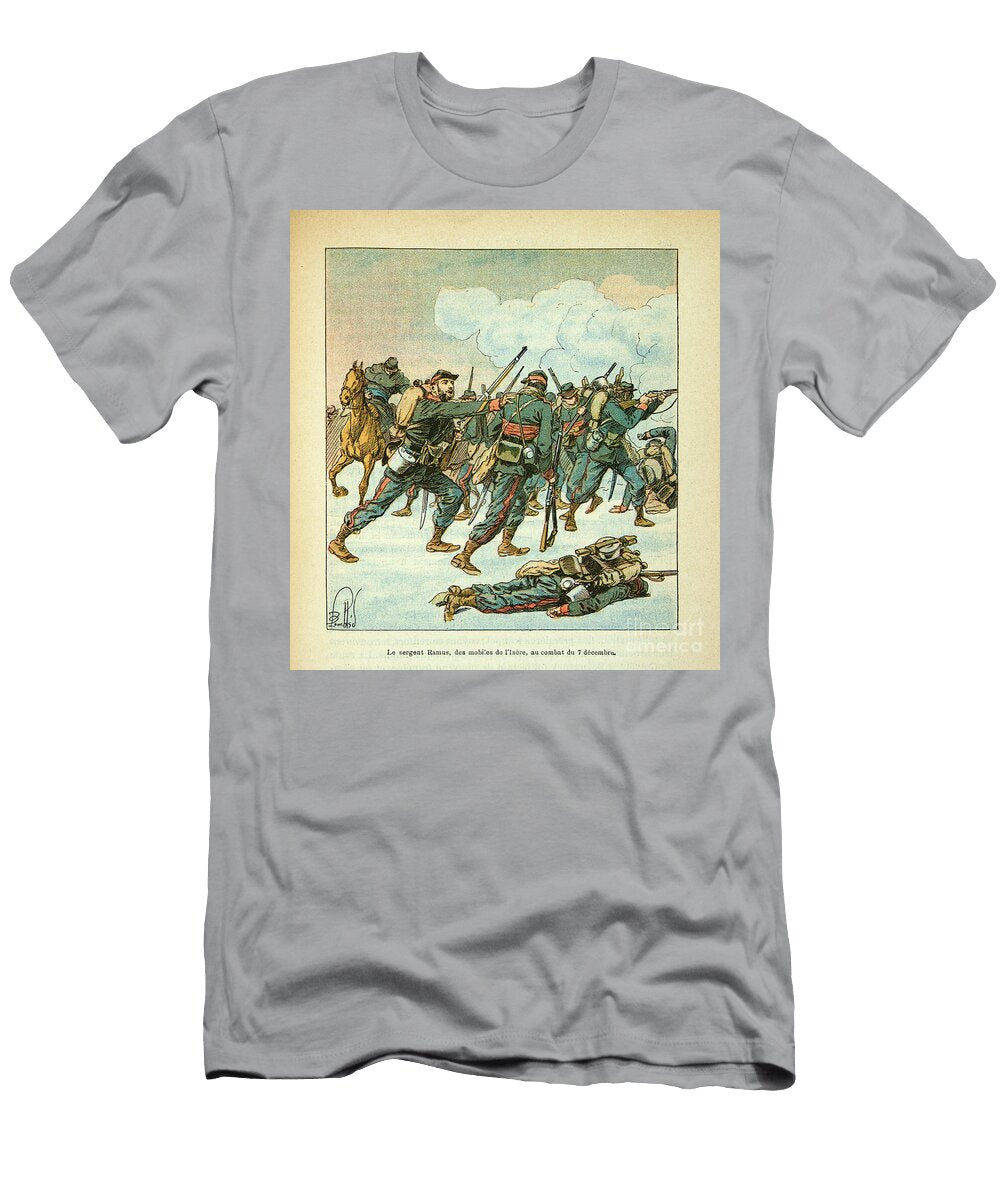 The Armee of the Loire Sergeant Ramus of the Mobile of Isere in the Battle of December 7 1870 Engraving Louis Charles Bombled T-Shirt