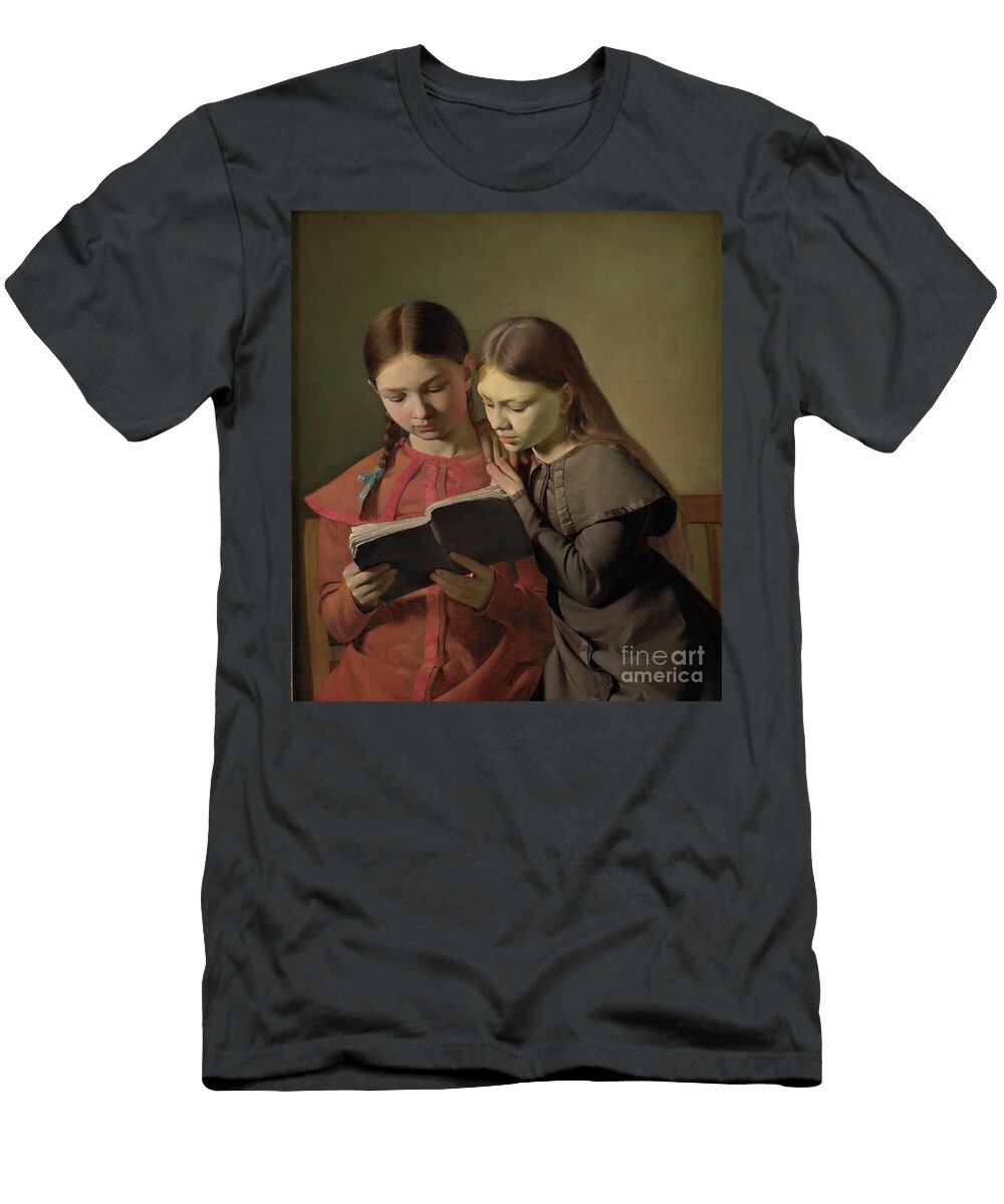 The Artists Sisters Signe and Henriette Reading a Book 1826 Constantin Hansen T-Shirt