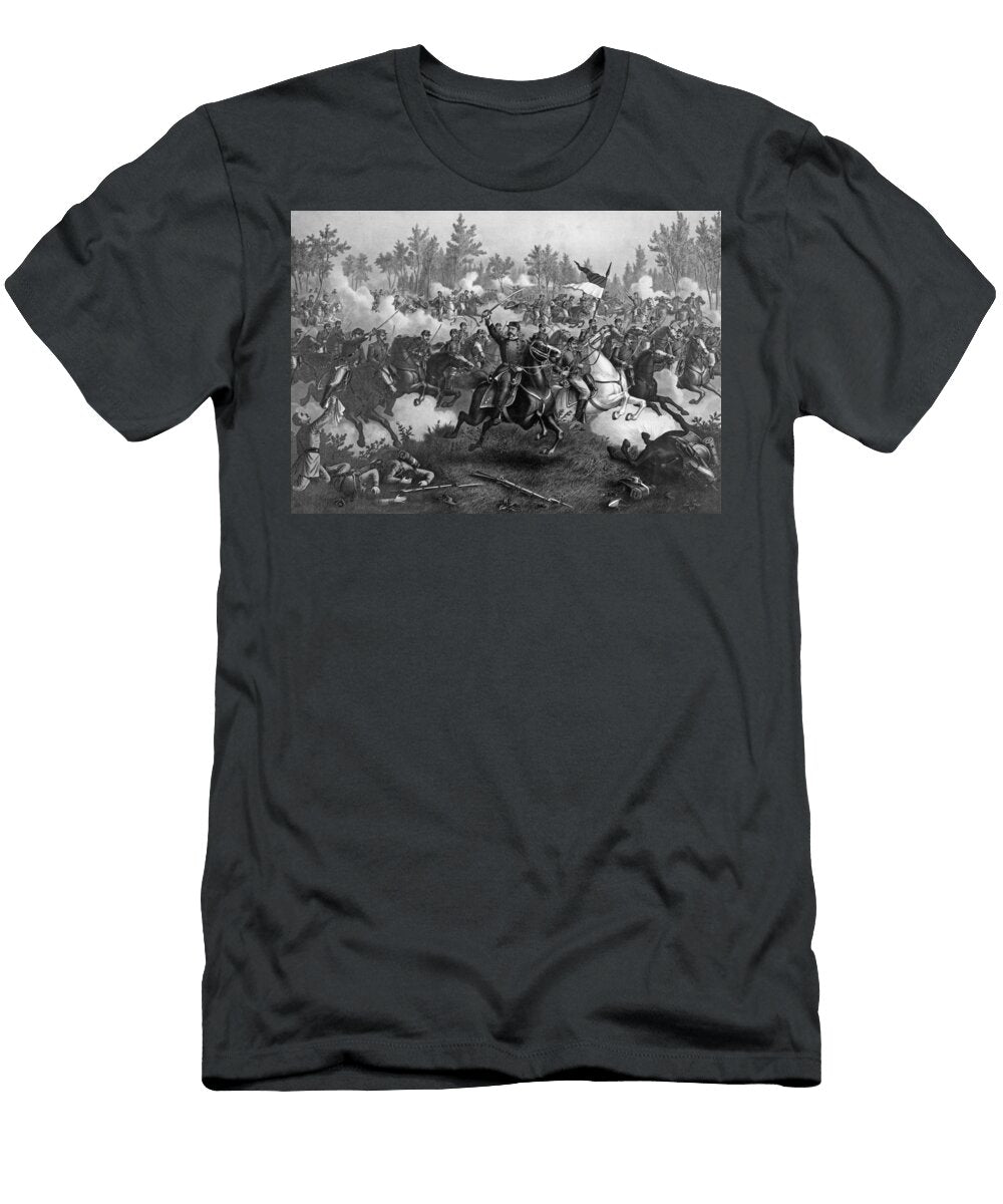 The Battle of Cedar Creek Oct 19th 1864 Pub By Kurz Allison Chicago 1890 Engraving Bw Photo American School T-Shirt