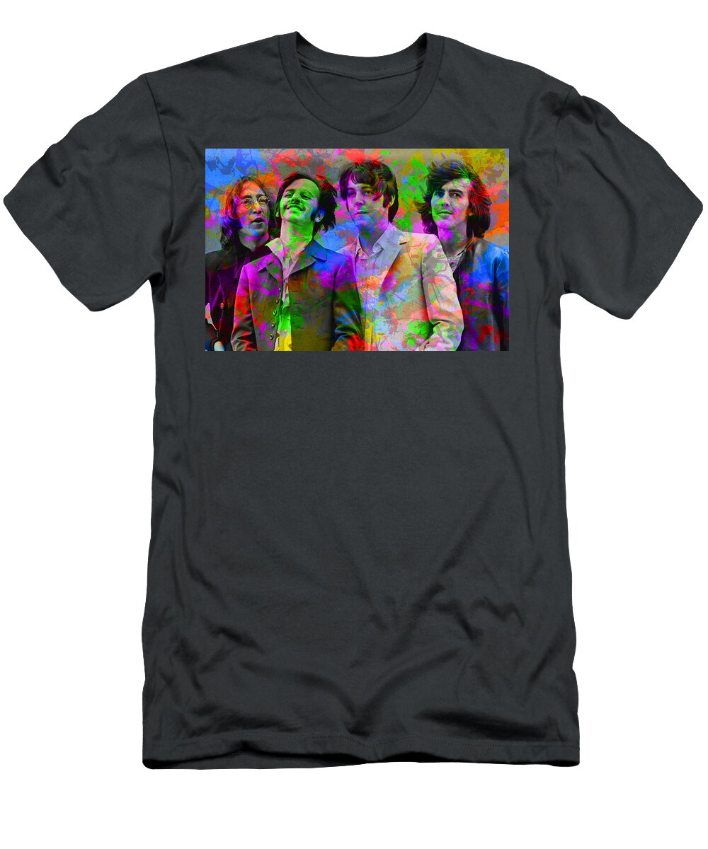 The Beatles Band Paint Splatters Portrait Design Turnpike T-Shirt