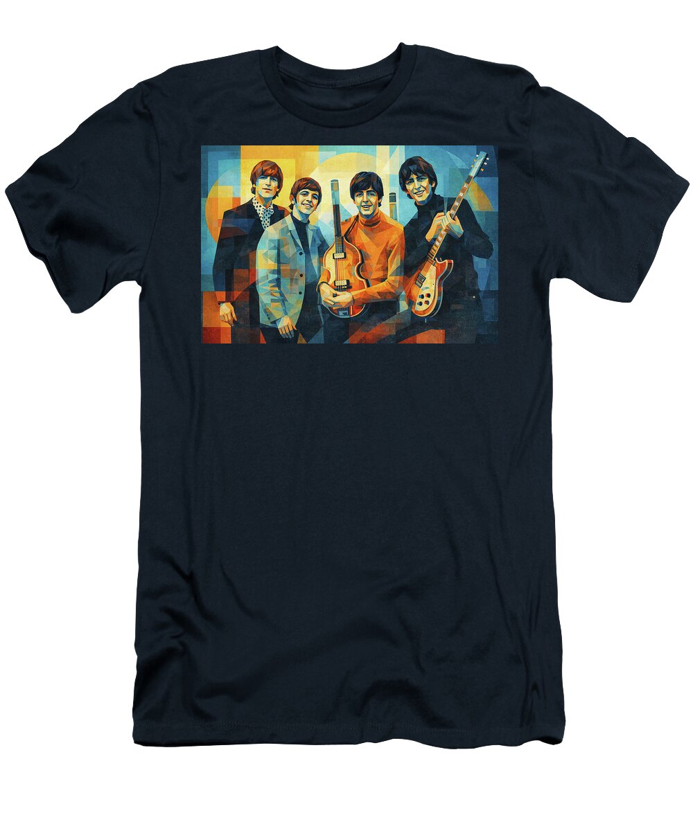 The Beatles Geometric Portrait Mal Bray T-Shirt