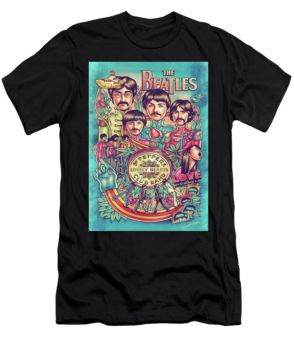 The Beatles Psychedelic Tribute World Art Collective T-Shirt