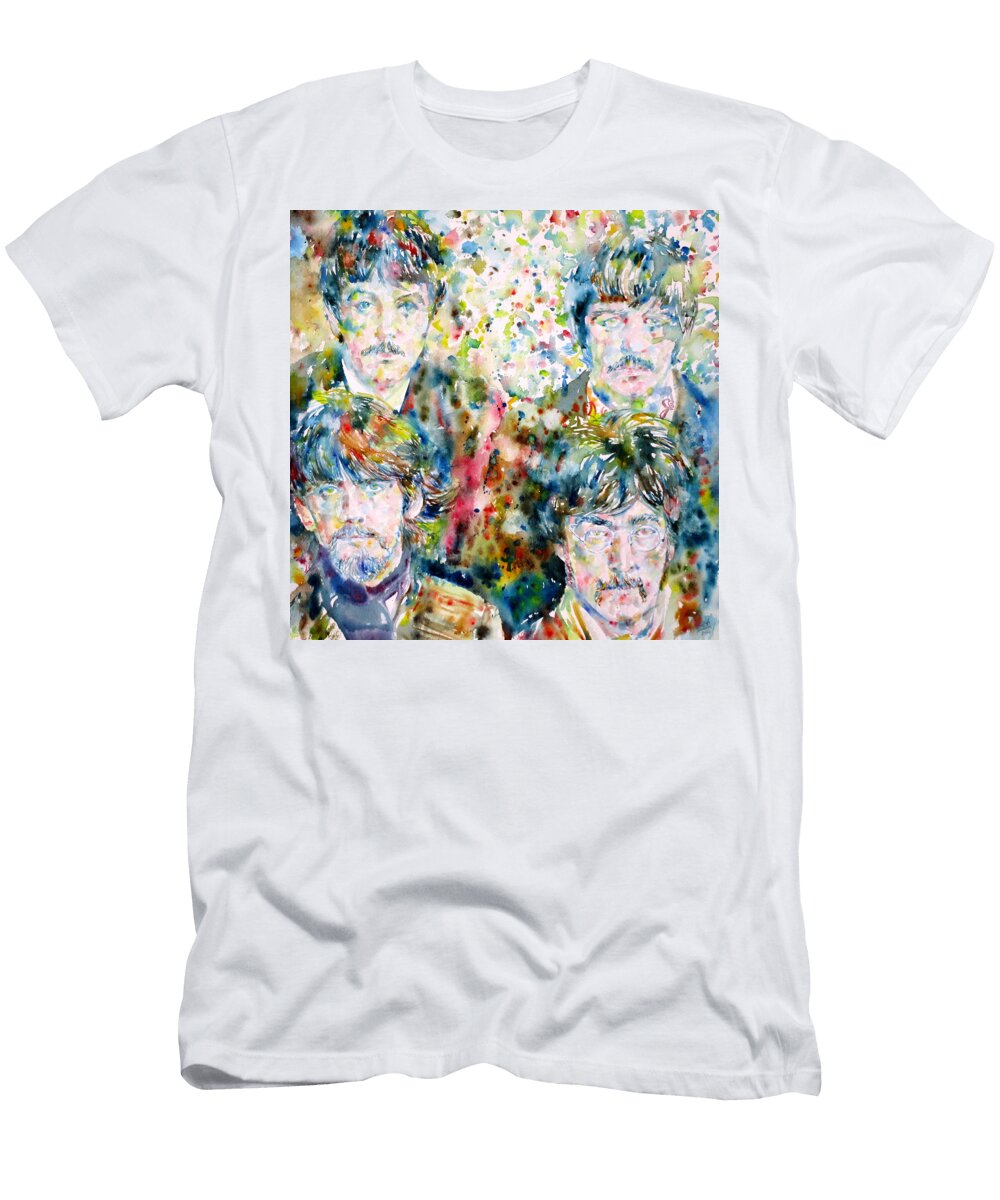 The Beatles Watercolor Portrait5 Fabrizio Cassetta T-Shirt