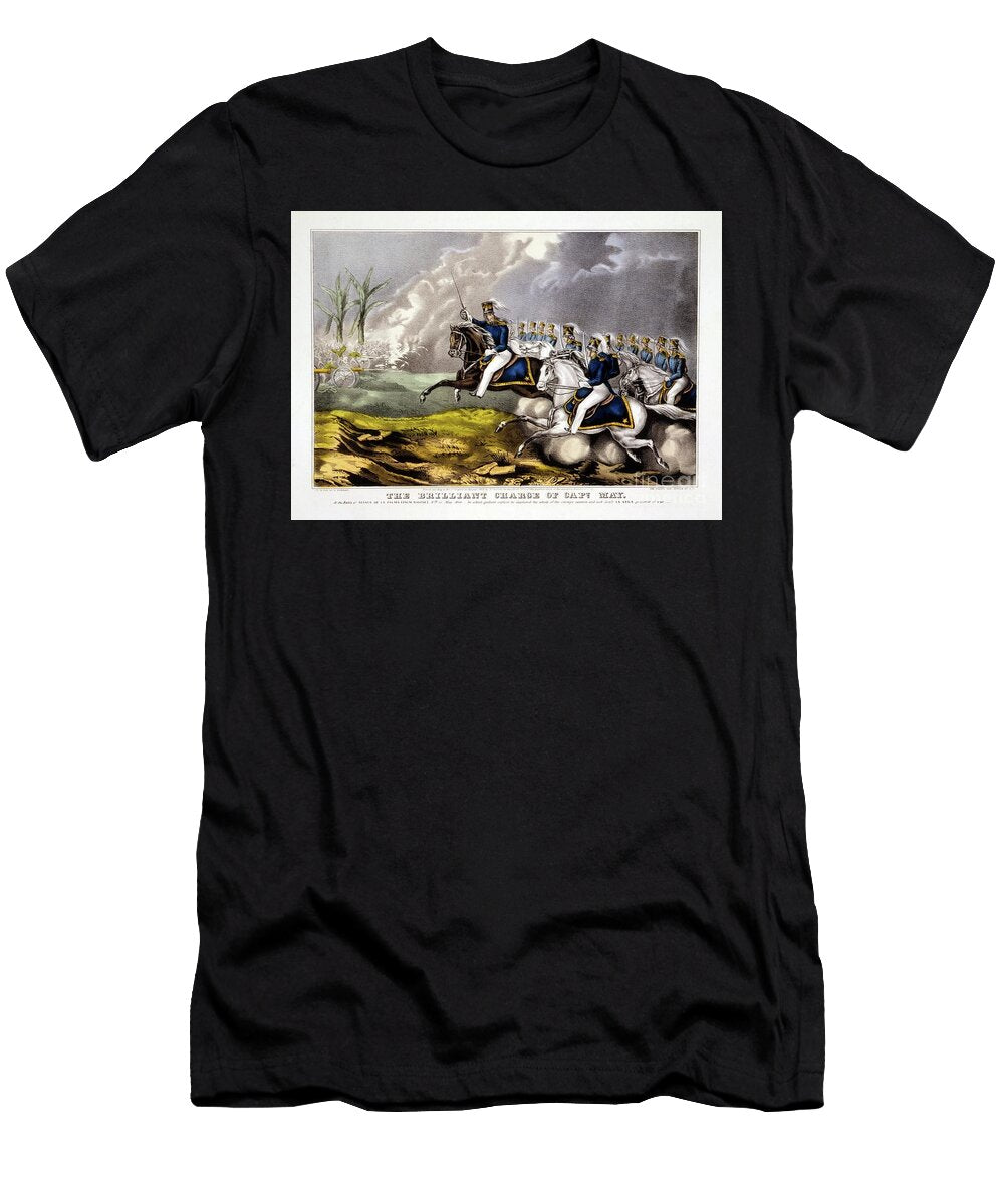 The Brilliant Charge of Capt May At the Battle of Resaca De LA Palma Palm Ravine 9th of May 1846 Currier and Ives 1846 American School T-Shirt
