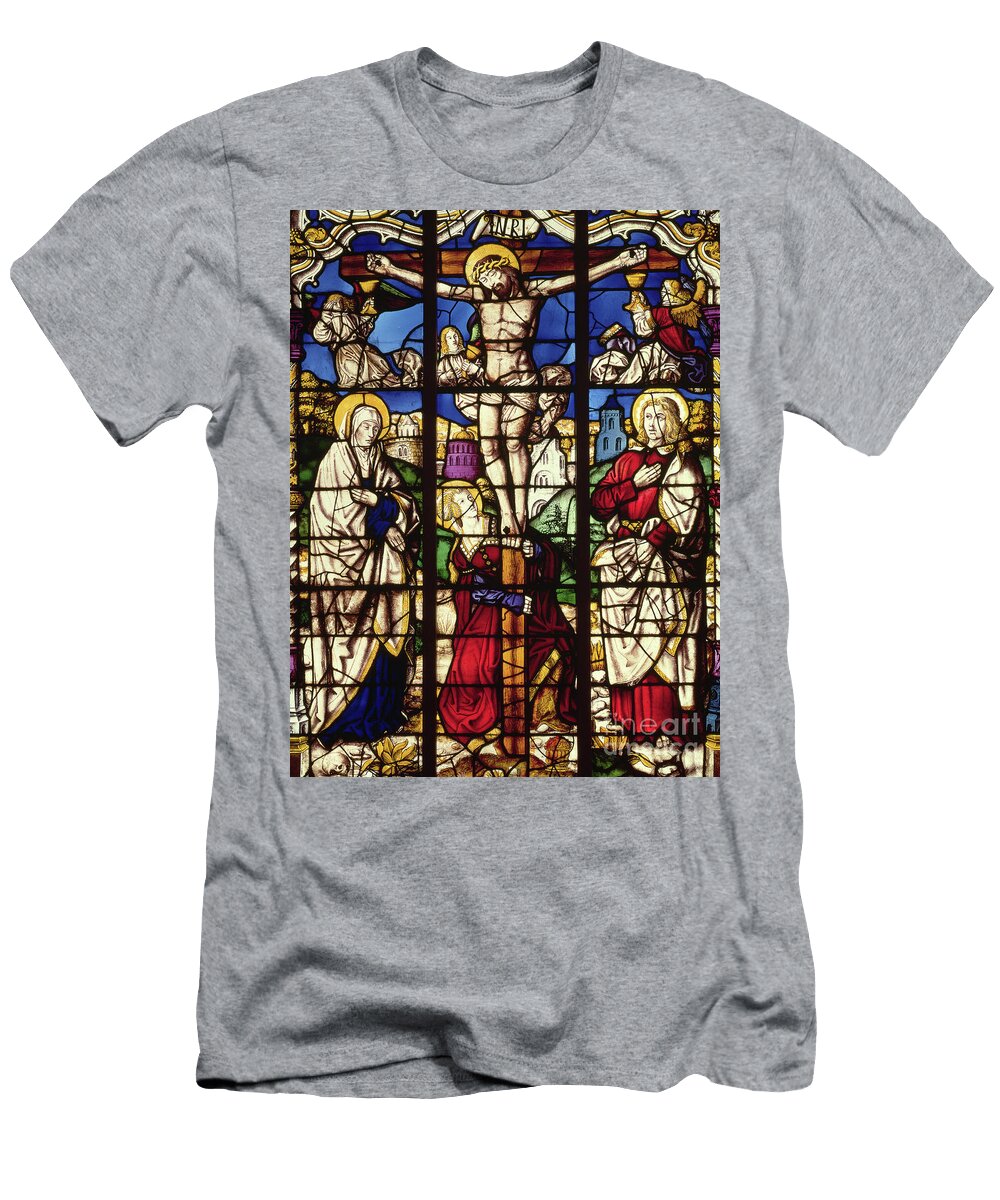 The Crucifixion Stained Glass Window Master of the Holy Kindred T-Shirt