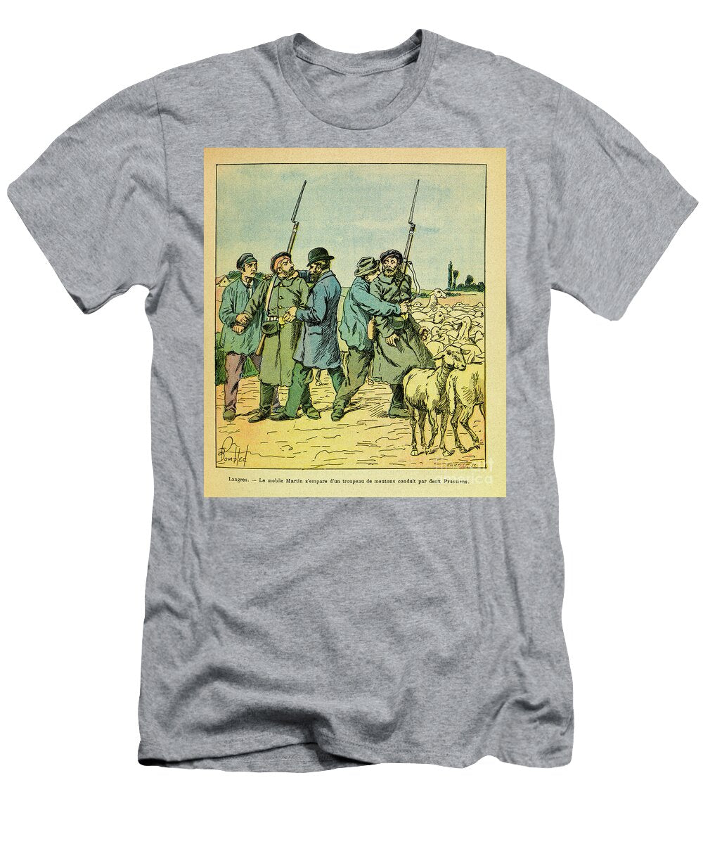 The Eastern Armee of Eugene Sergeant Dit Grenest the Martin Mobile Disguise As a Peasant Seized a Herd of Sheep Led 1870 Engraving Louis Charles Bombled T-Shirt