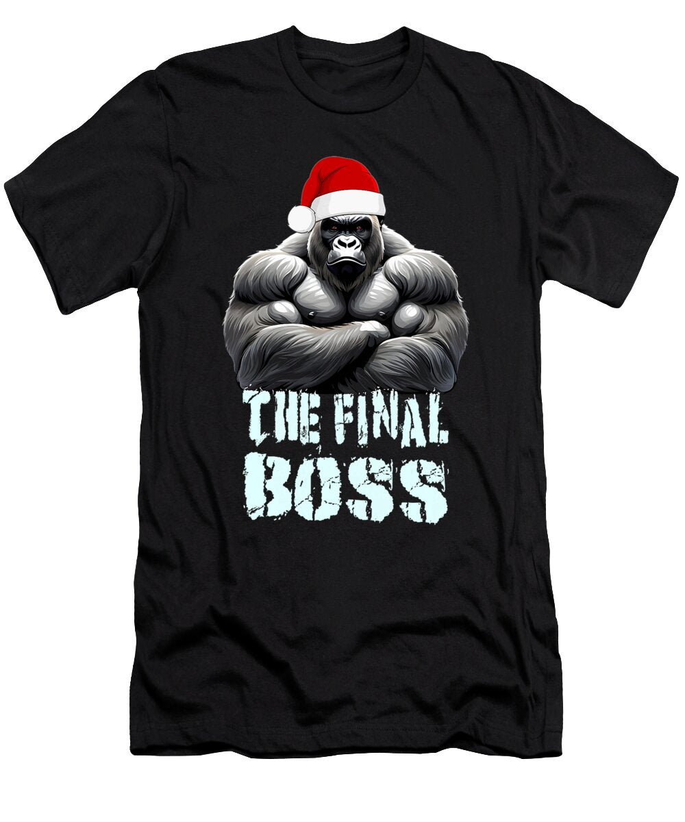 The Final Boss Silverback Gorilla Christmas Hat Zyneu Gangd T-Shirt