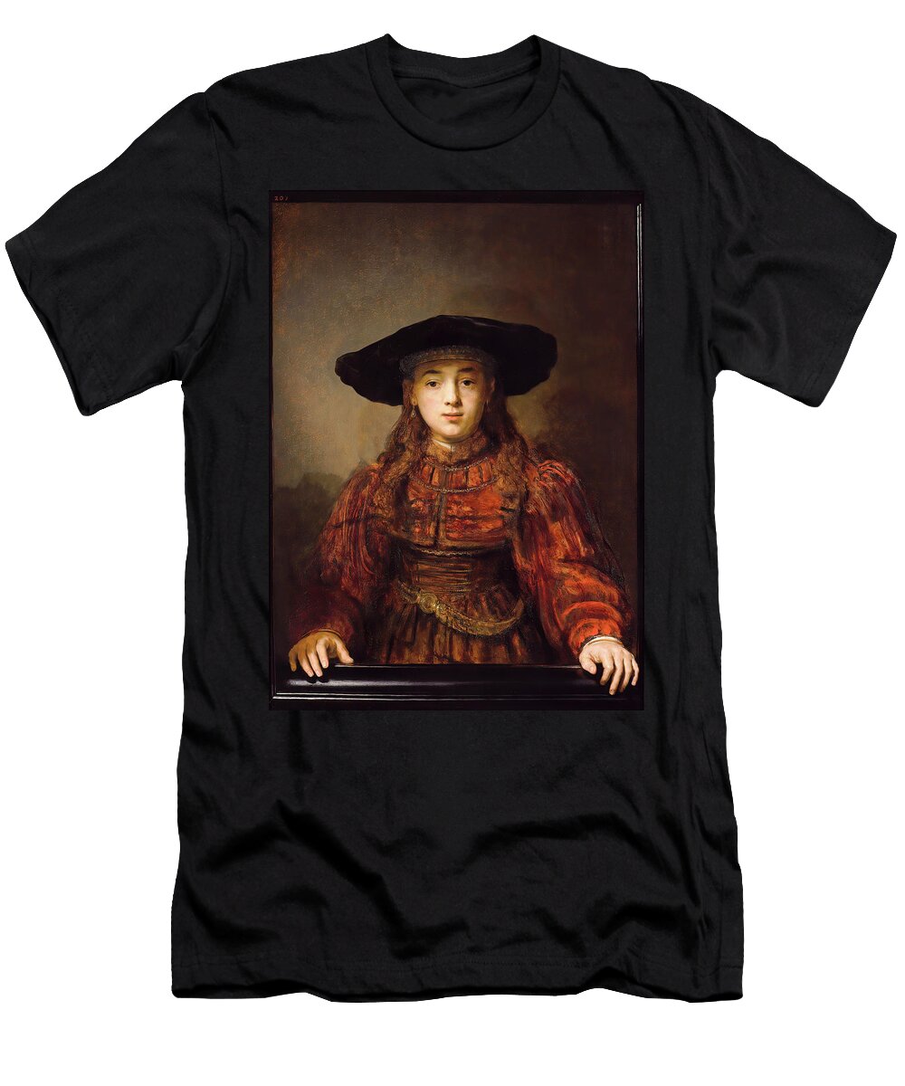 The Girl in a Picture Frame Rembrandt Van Rijn T-Shirt