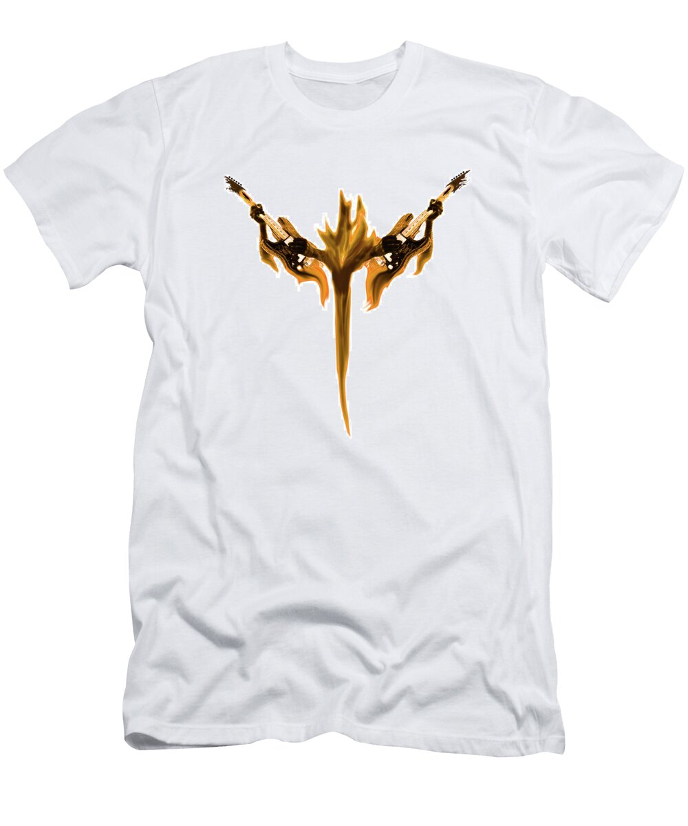 The Guitar Ghost Art Work Design 20 Orange Dave Morgan T-Shirt