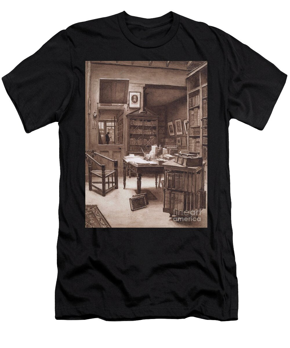 The Interior of a Bookshop 1891 Monochrome Arthur Ellis T-Shirt