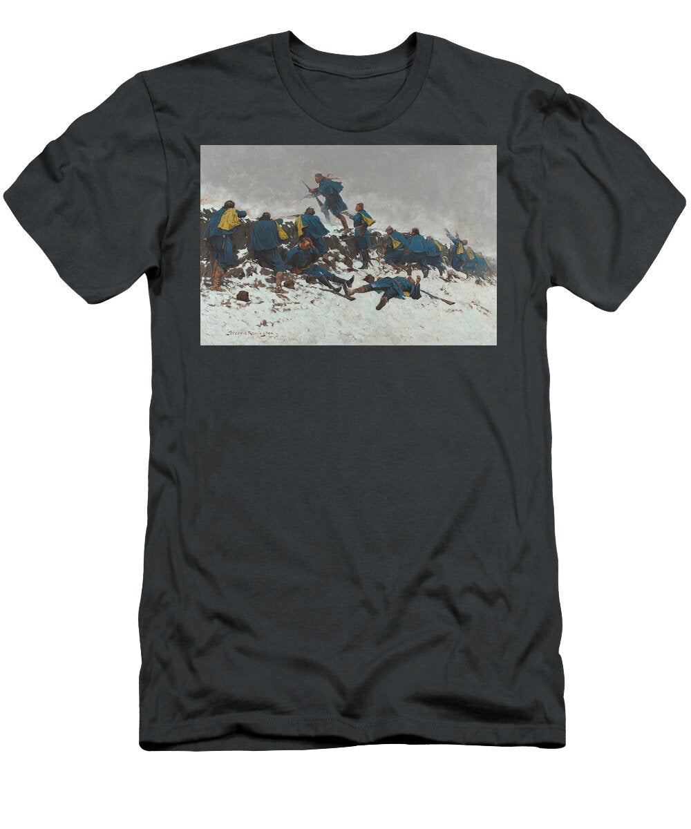 The Long Through the Smoke Sprang the Daring Soldier Frederic Remington T-Shirt