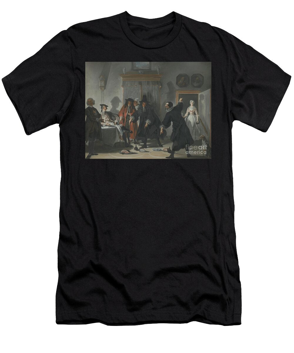 The Mathematicians or the Young Lady Who Fled the Dispute Between Doctors Raasbollius and Urinaal 1741 Pastel Cornelis Troost T-Shirt