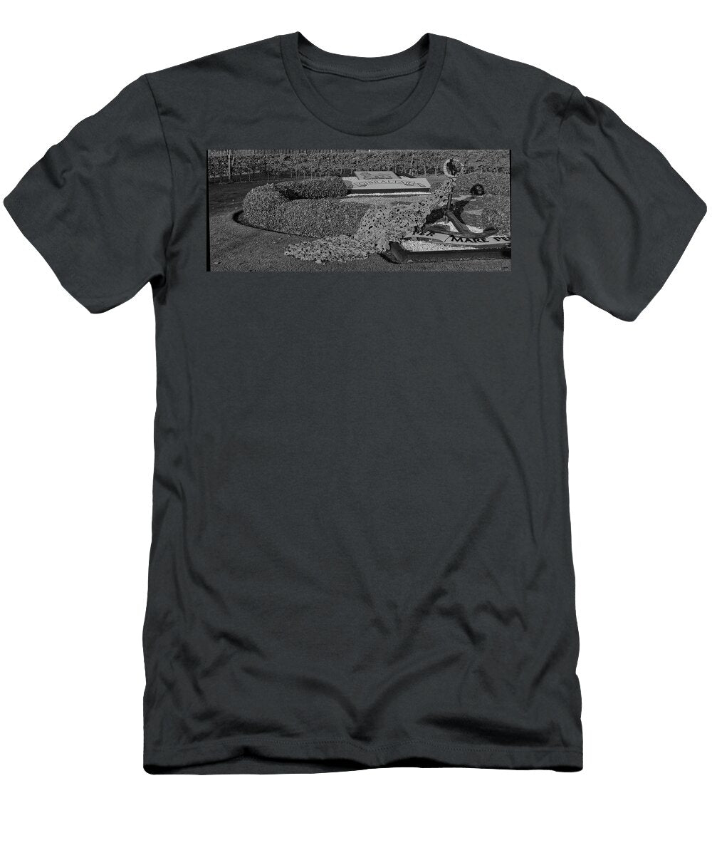 The Poppy Cape or Garland Draped From the Anchor Over the Hedge and Onto the Grass Jules Walters T-Shirt