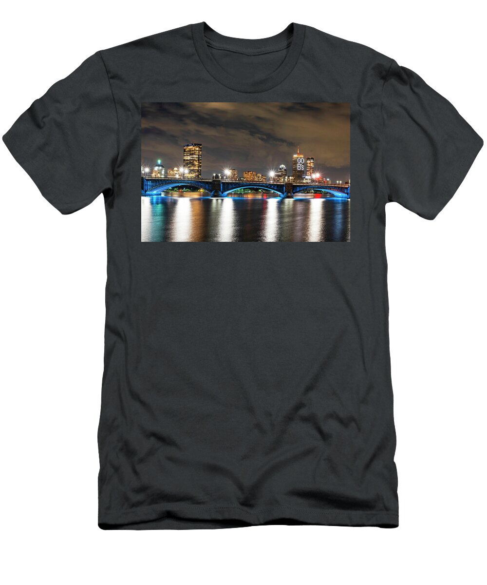 The Pru Lit Up for the Boston Bruins Boston Ma Charles River Longfellow Bridge Skyline Toby Mcguire T-Shirt