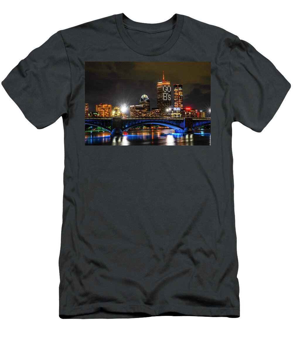 The Pru Lit Up for the Boston Bruins Boston Ma Charles River Longfellow Bridge Toby Mcguire T-Shirt