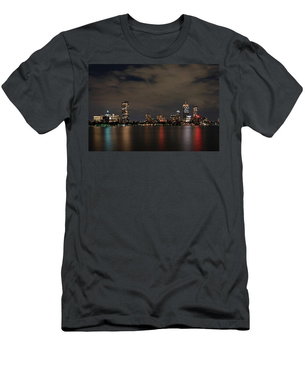 The Pru Lit Up for the Boston Bruins Boston Ma Charles River Skyline Toby Mcguire T-Shirt