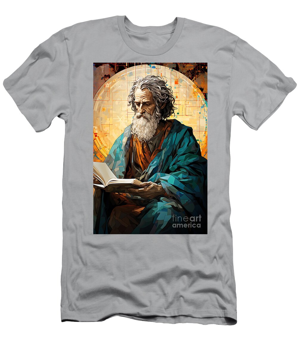 The Scholar Retro Pen and Ink Illustration By Asar Studios Celestial Images T-Shirt