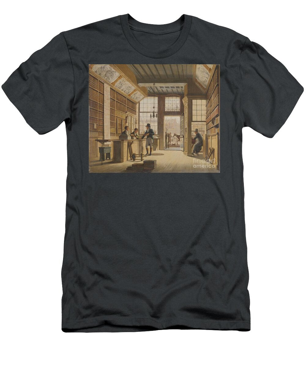 The Shop of the Bookdealer Pieter Meijer Warnars on the Vijgendam in Amsterdam 1820 Oil on Canvas Johannes Jelgerhuis T-Shirt