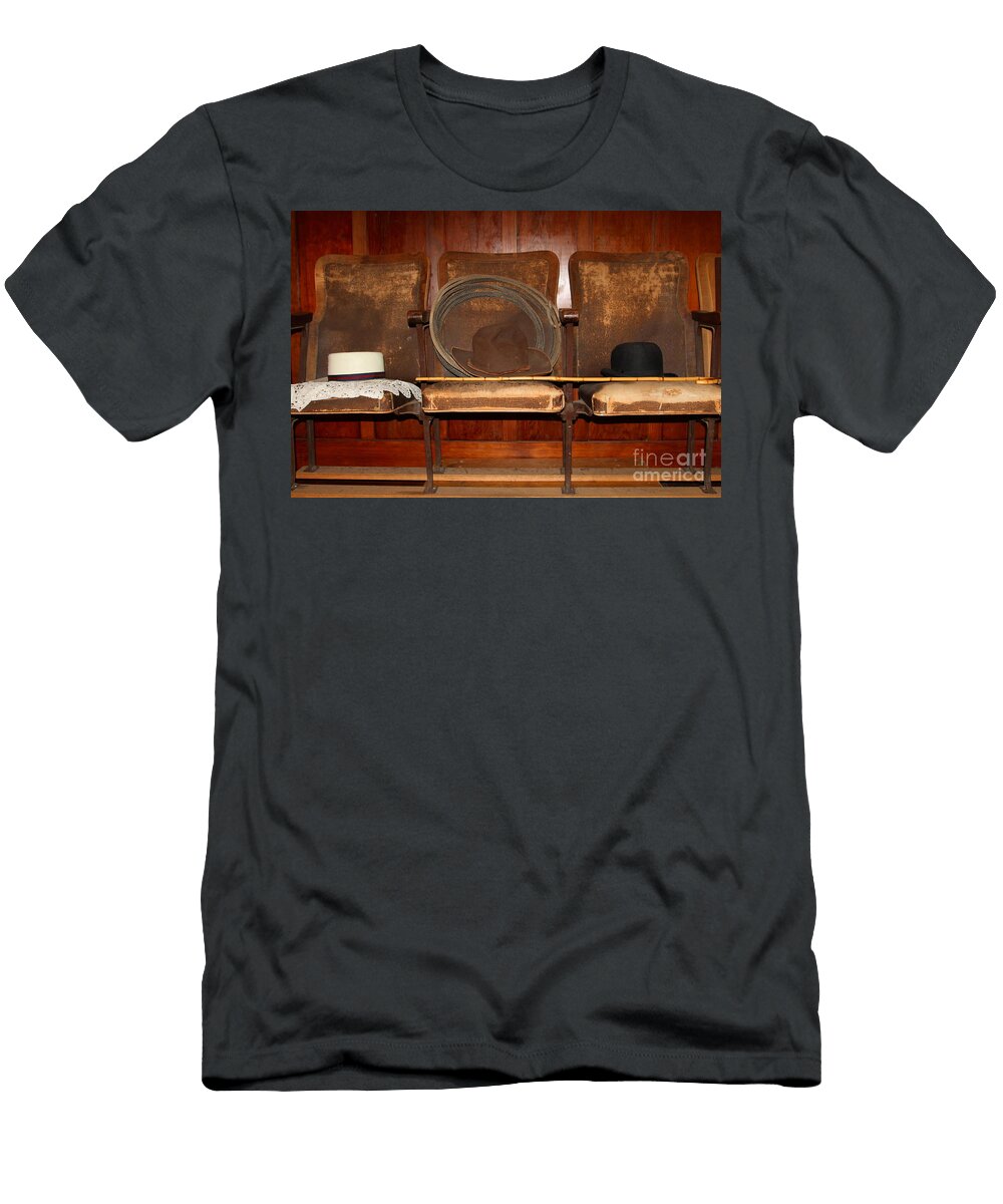Three Hats a Lasso and a Cane At the Old Movie Theater 7d12726 Wingsdomain Art and Photography T-Shirt