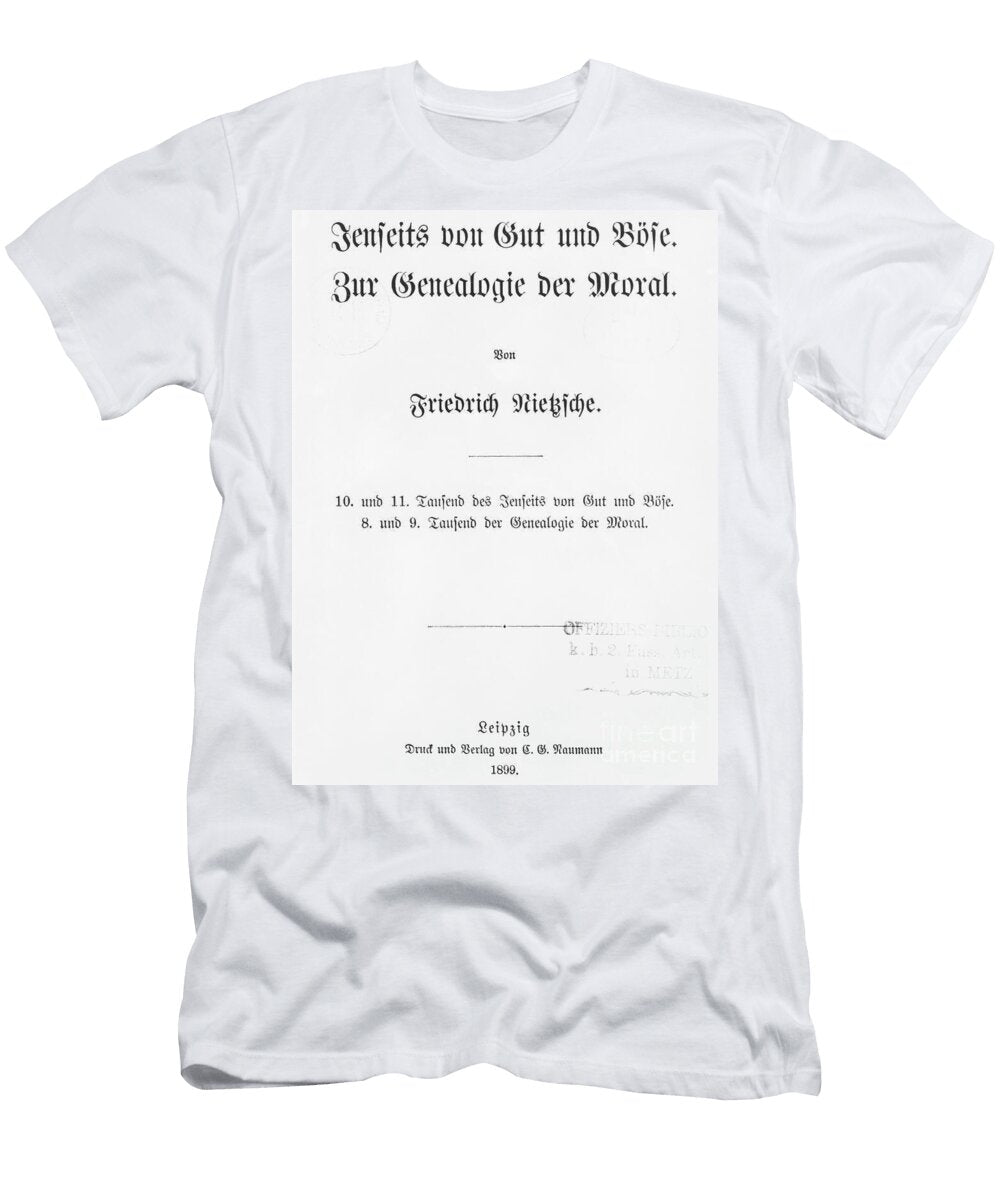 Title Page of Jenseits Von Gut Und Bose and Zur Genealogie Der Moral By Friedrich Wilhelm Nietzsche German School T-Shirt