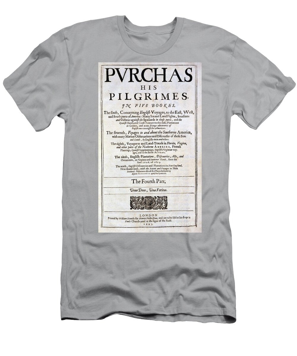 Title Page of Purchas His Pilgrimes By Samuel Purchas Published 1625 English School T-Shirt