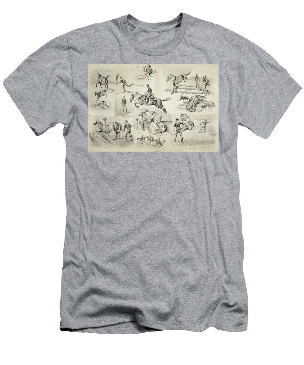 Training Horses to Leap Obstacles Tenth United States Cavalry Frederic Remington T-Shirt