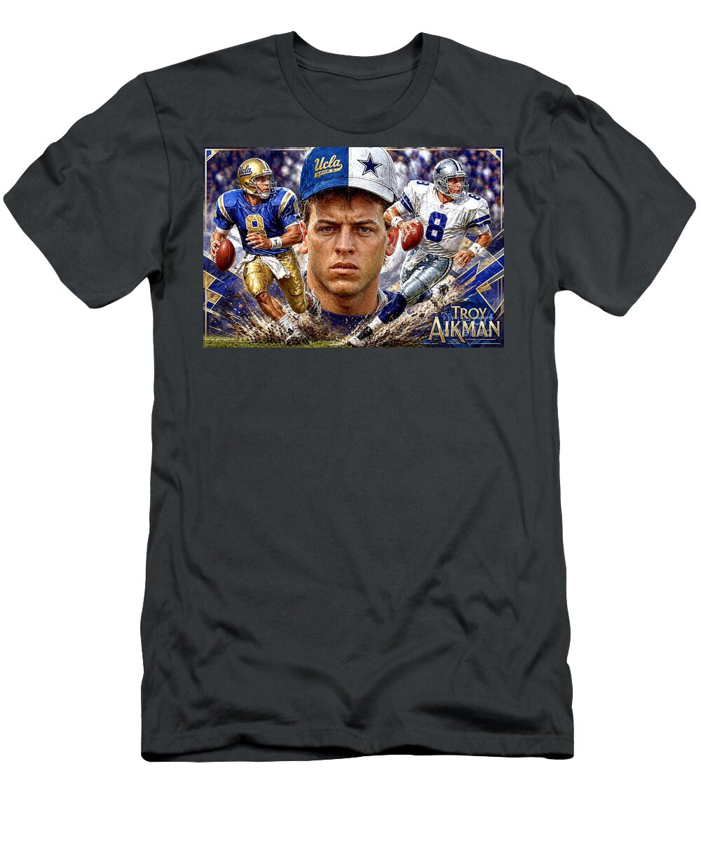 Troy Aikman 8 of the Ucla Bruins and of the Dallas Cowboys Robert Williams T-Shirt