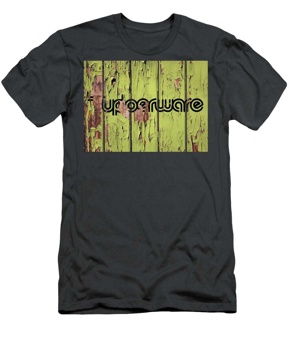 Tupperware Brand Logo Peeling Paint on Wood Wall Design Turnpike T-Shirt
