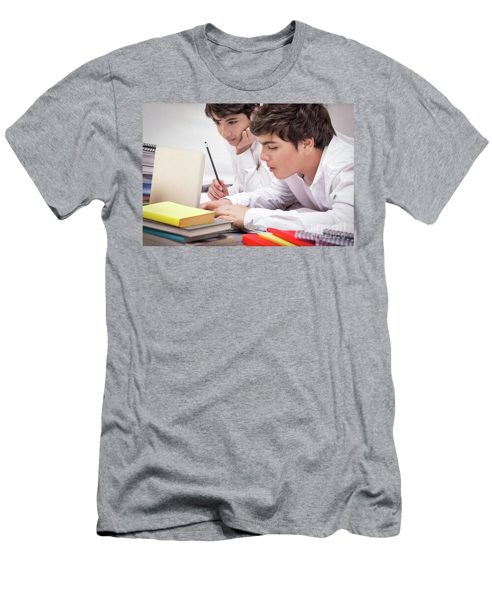 Two Classmates Doing Homework Anna Omelchenko T-Shirt