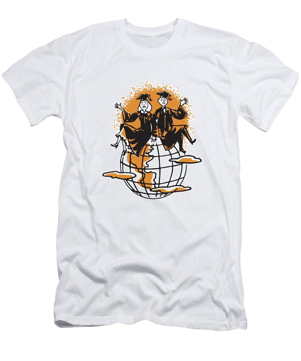 Two Graduates Sitting on Top of the World Csa Images T-Shirt
